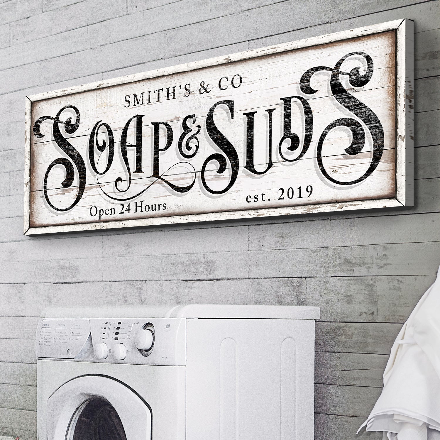 Personalized Soap And Suds Laundry Sign on sale at MyriadMart