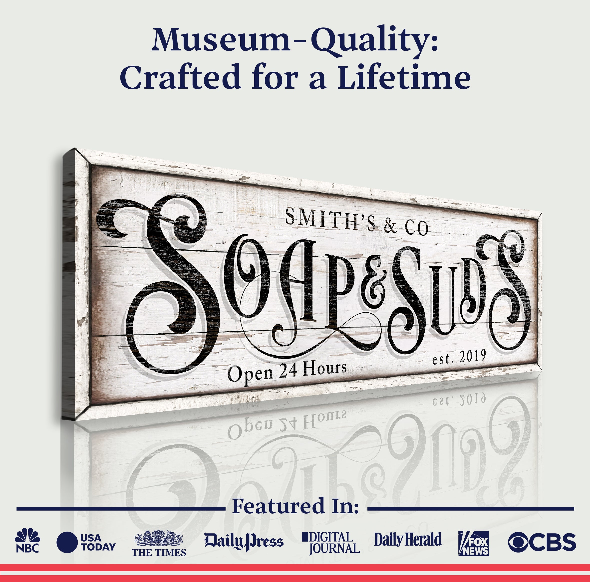 Personalized Soap And Suds Laundry Sign on sale at MyriadMart