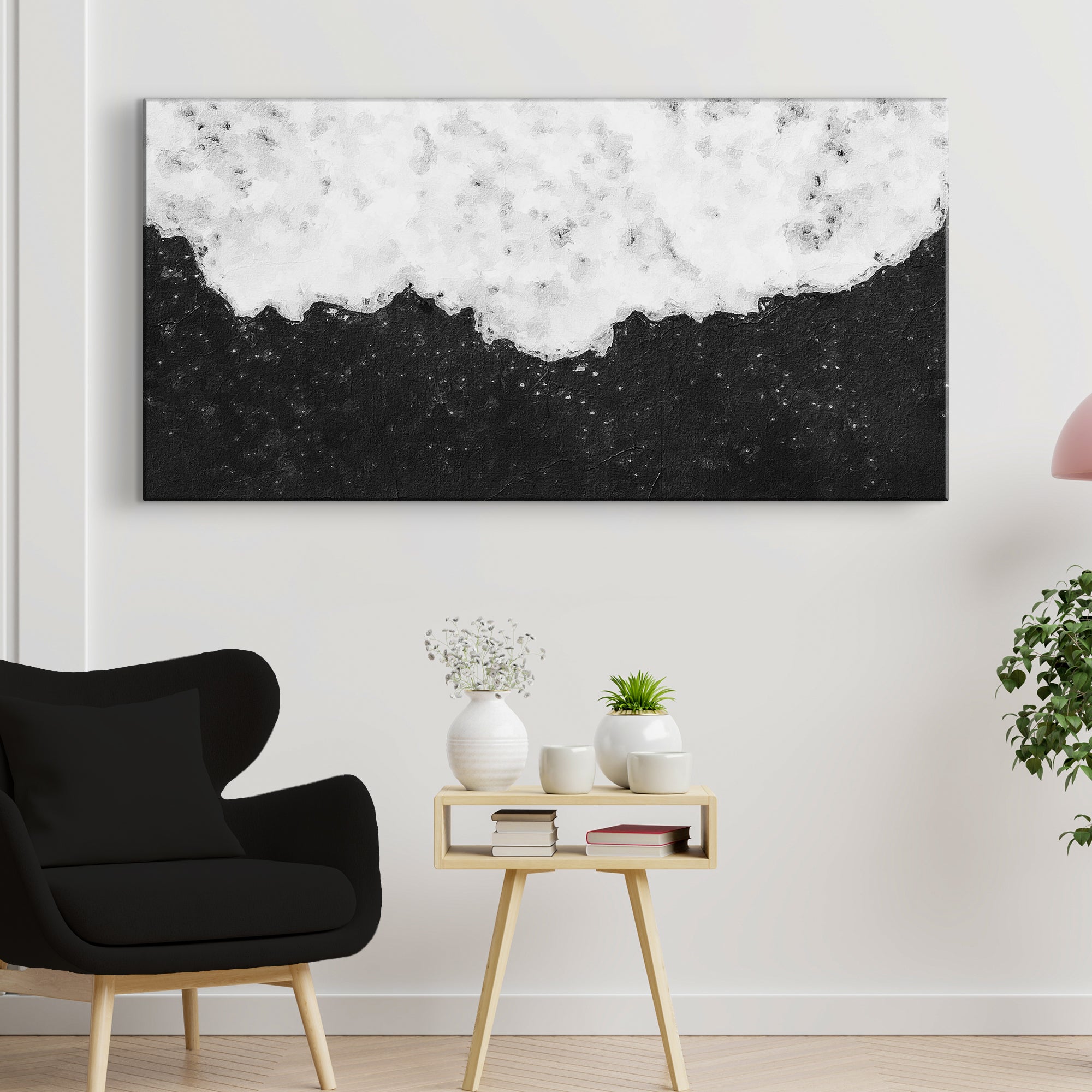 Black And White Painting Canvas Wall Art on sale at MyriadMart