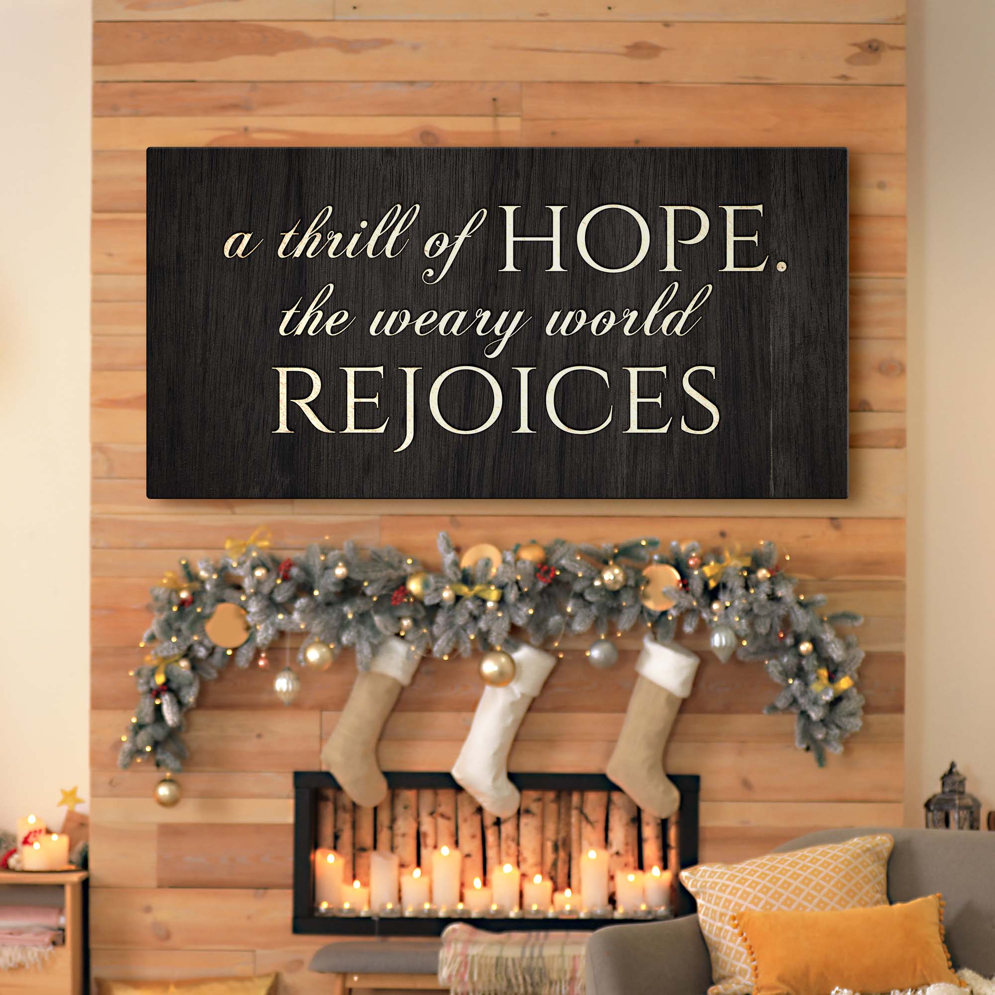 A Thrill Of Hope The Weary World Rejoices Sign II on sale at MyriadMart