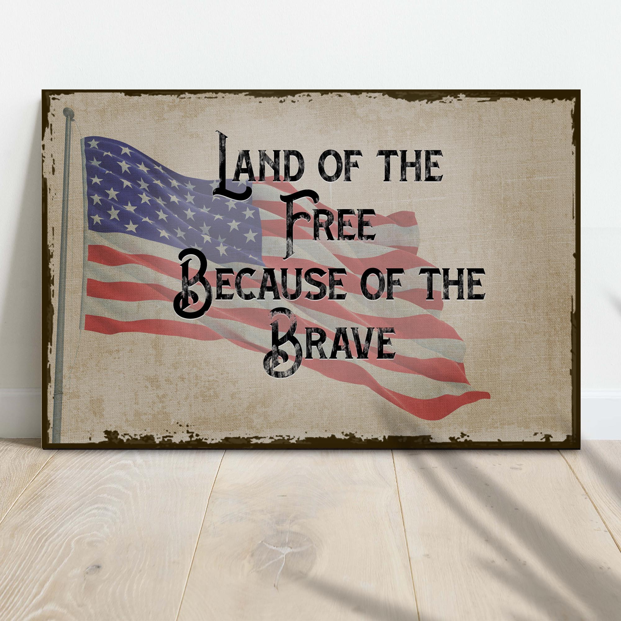 Land Of The Free Because Of The Brave Sign II on sale at MyriadMart