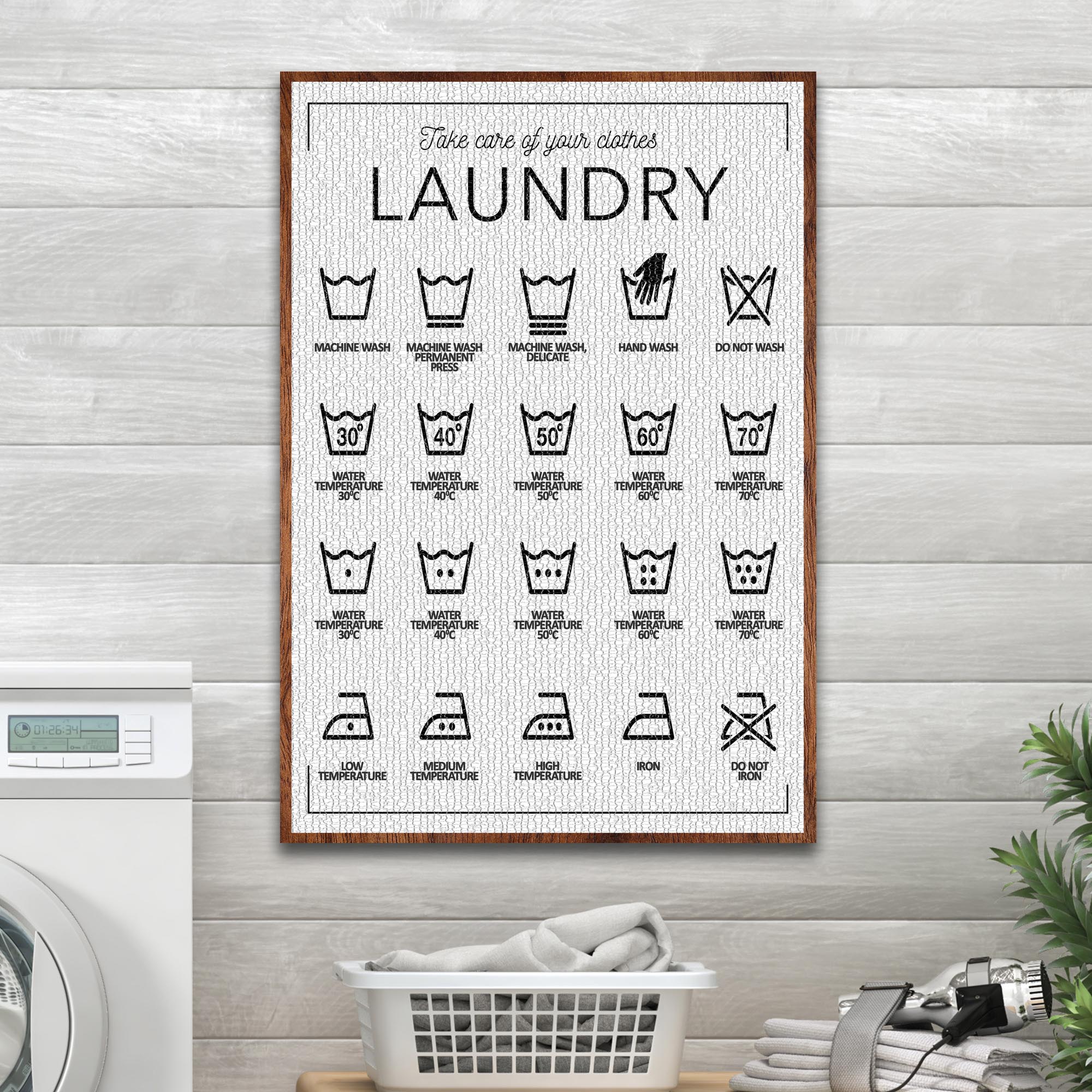 Laundry Symbols Sign II on sale at MyriadMart