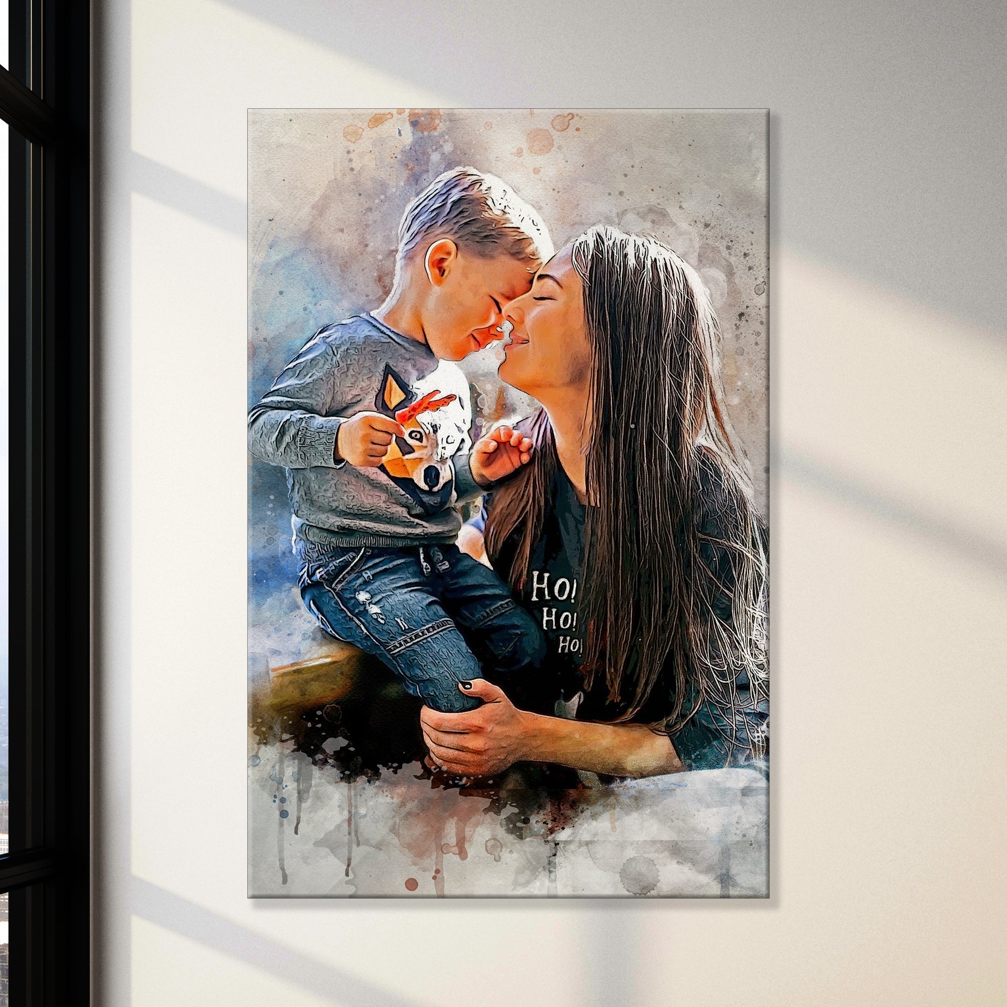 Mother And Son Watercolor Portrait Sign on sale at MyriadMart