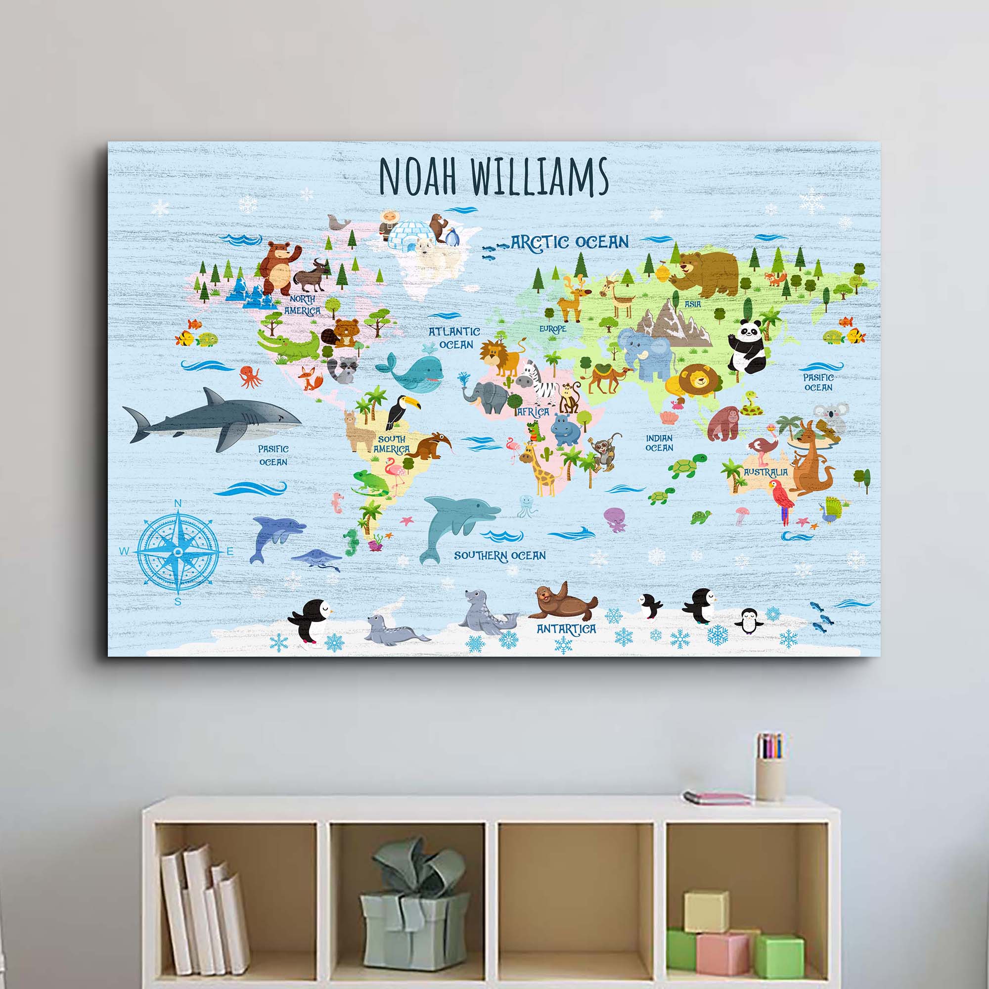 Animals And Countries Map Sign on sale at MyriadMart