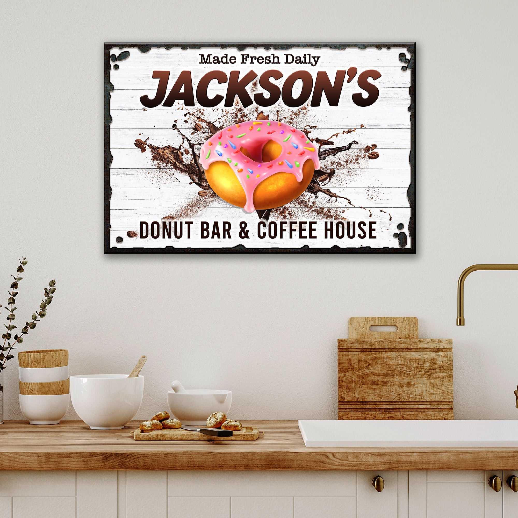 Donut Bar And Coffee House Made Fresh Daily Sign on sale at MyriadMart