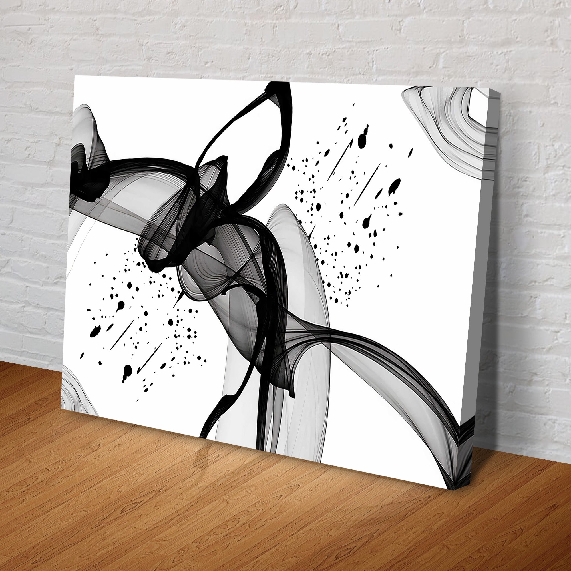Minimalist Black Abstract Canvas Wall Art on sale at MyriadMart