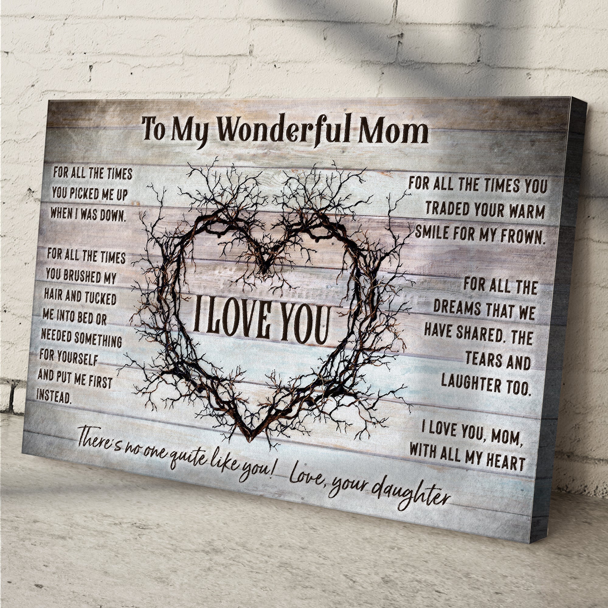 To My Wonderful Mom Happy Mother's Day Sign on sale at MyriadMart