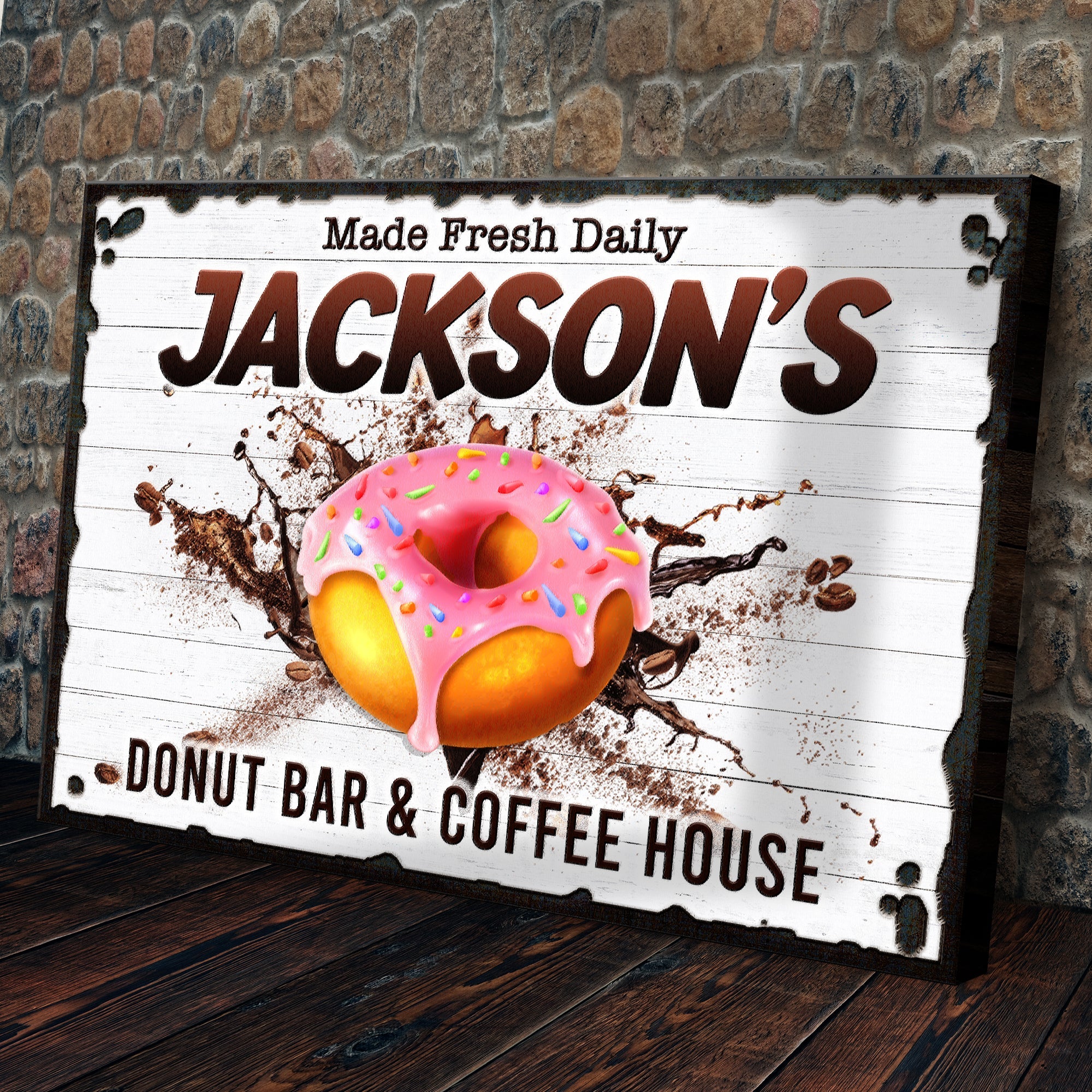 Donut Bar And Coffee House Made Fresh Daily Sign on sale at MyriadMart