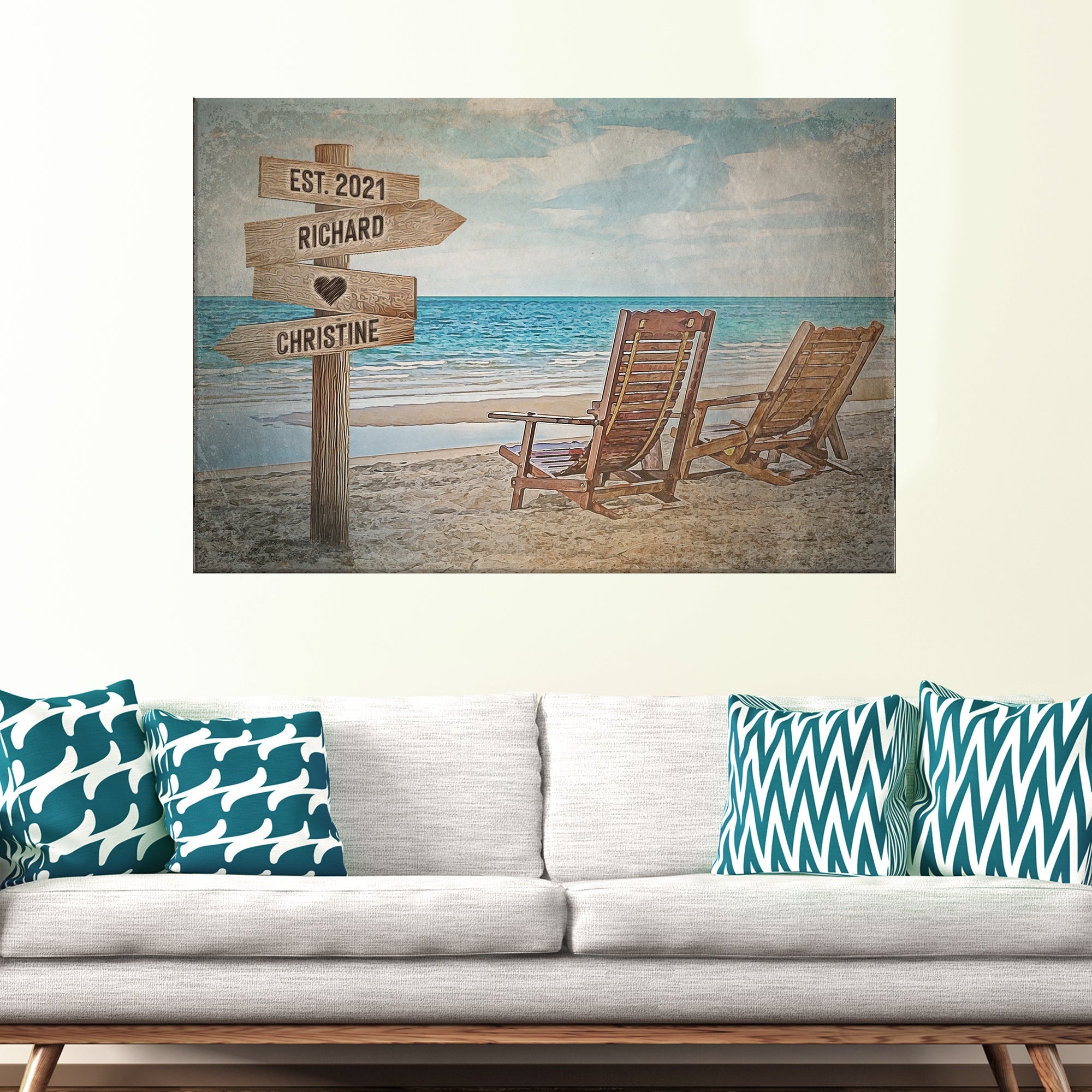 Beach Couple Names Sign on sale at MyriadMart