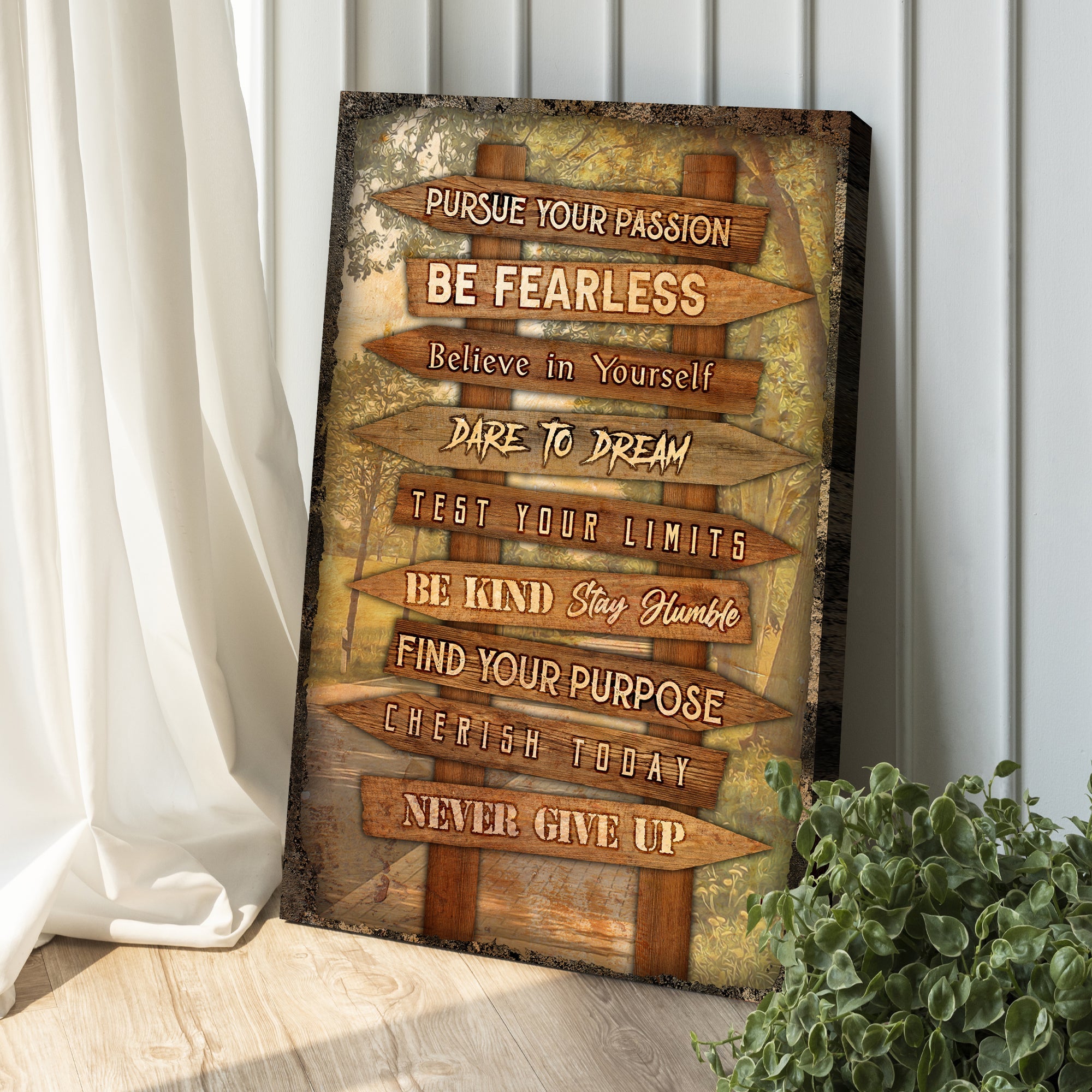 Pursue Your Passion Never Give Up Motivation Sign II on sale at MyriadMart