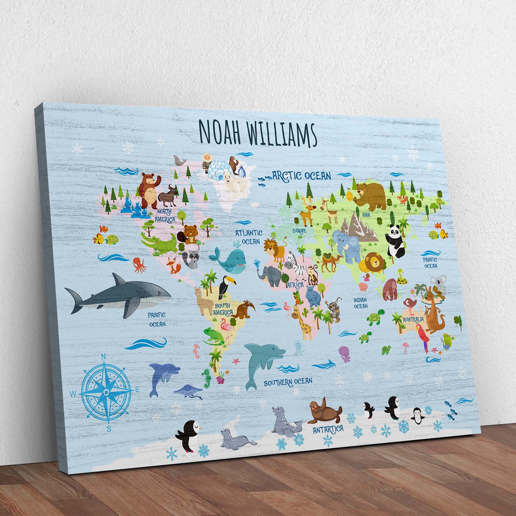 Animals And Countries Map Sign on sale at MyriadMart