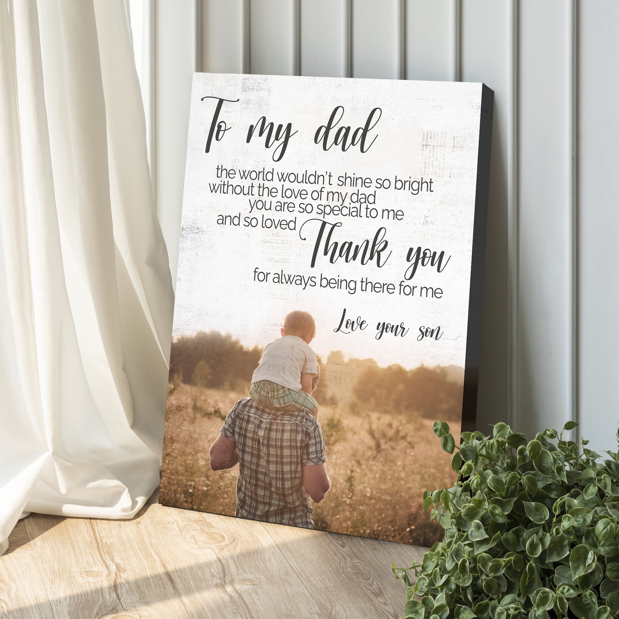 To My Dad Thank You Happy Father's Day Sign on sale at MyriadMart