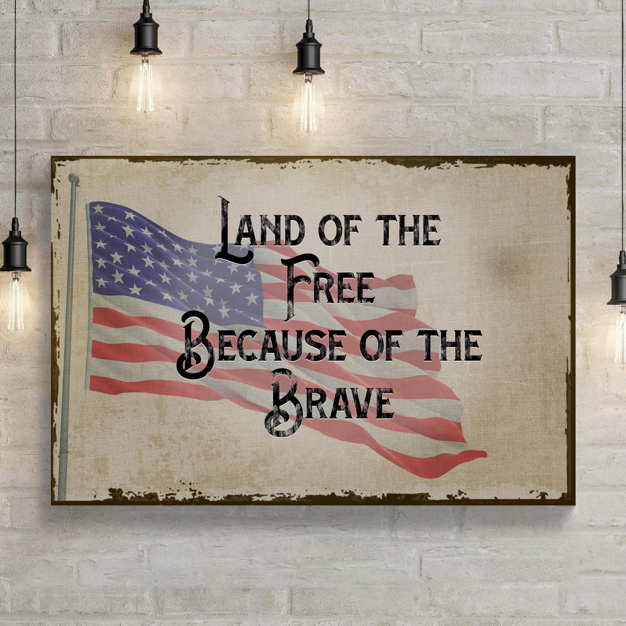 Land Of The Free Because Of The Brave Sign II on sale at MyriadMart