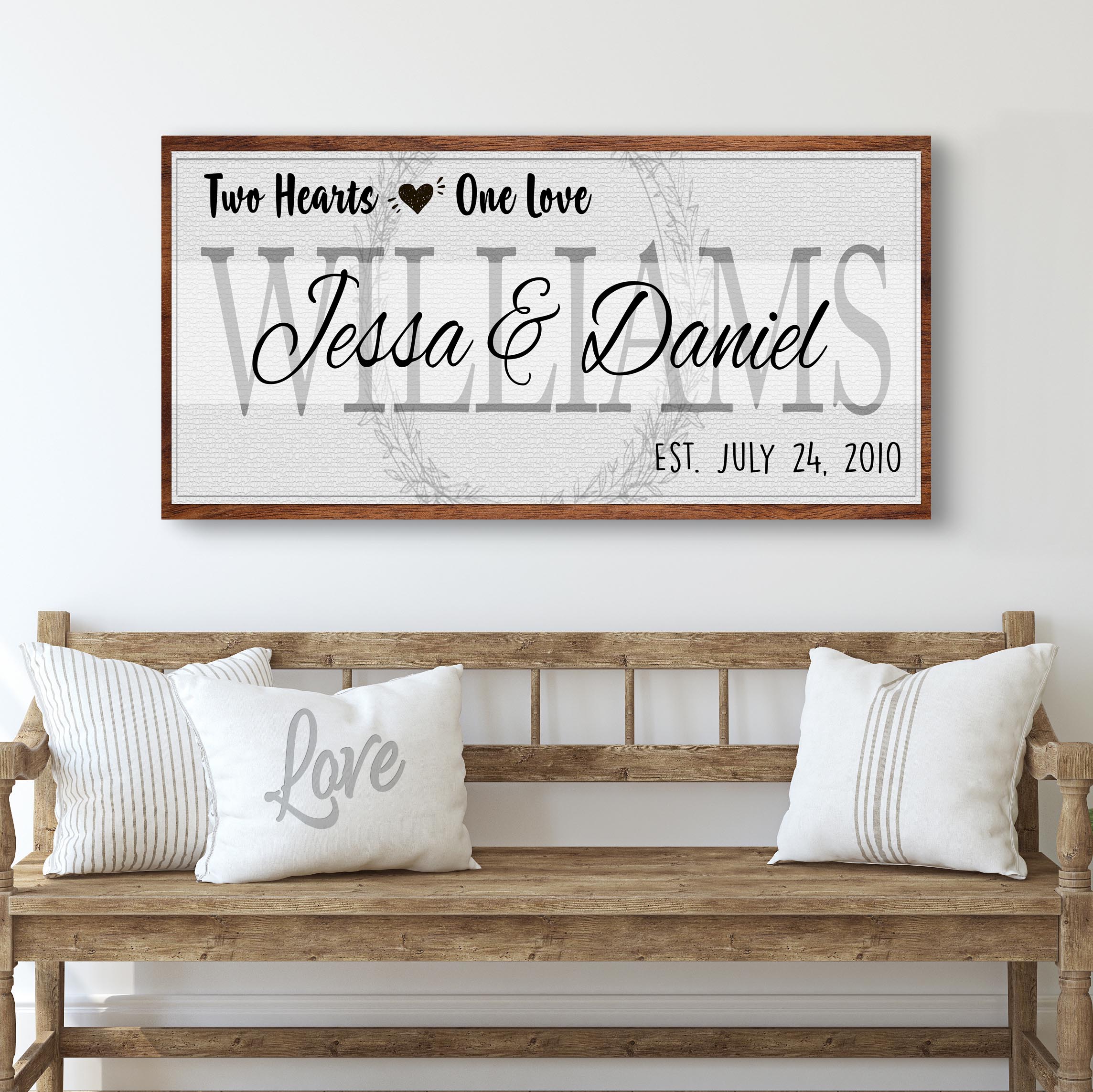 Two Hearts One Love Couple Sign on sale at MyriadMart