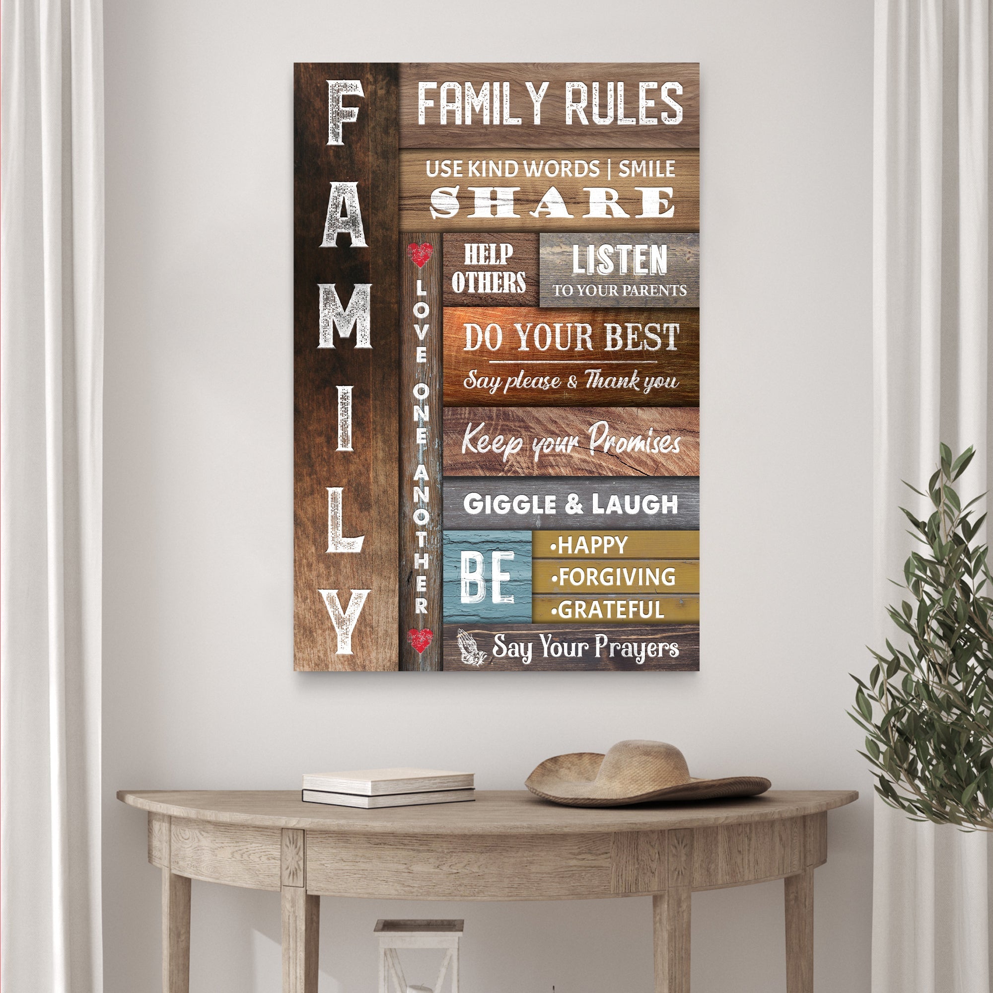 Use Kind Words, Listen To Your Parents Family Rules Sign on sale at MyriadMart