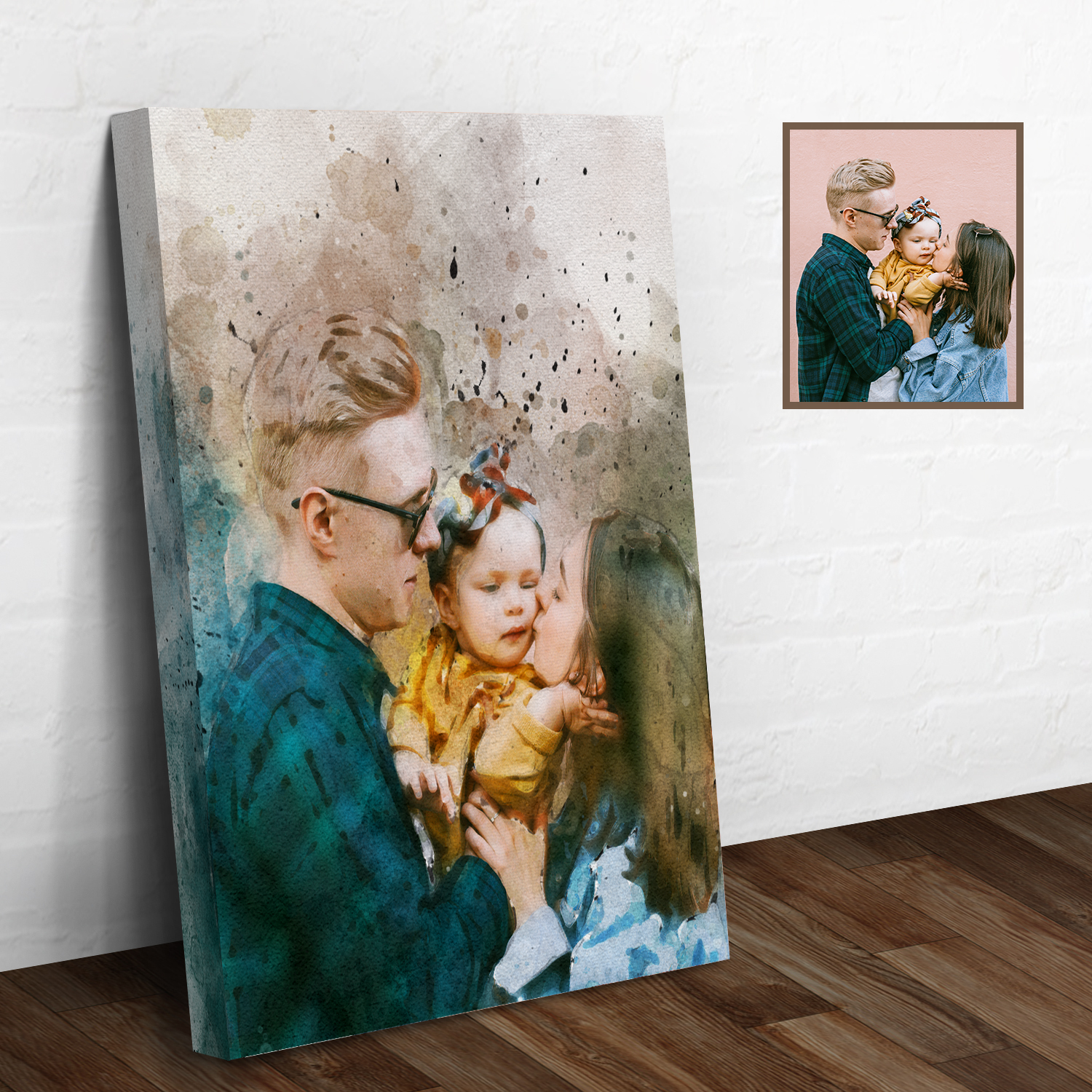 Family Watercolor Portrait Sign on sale at MyriadMart