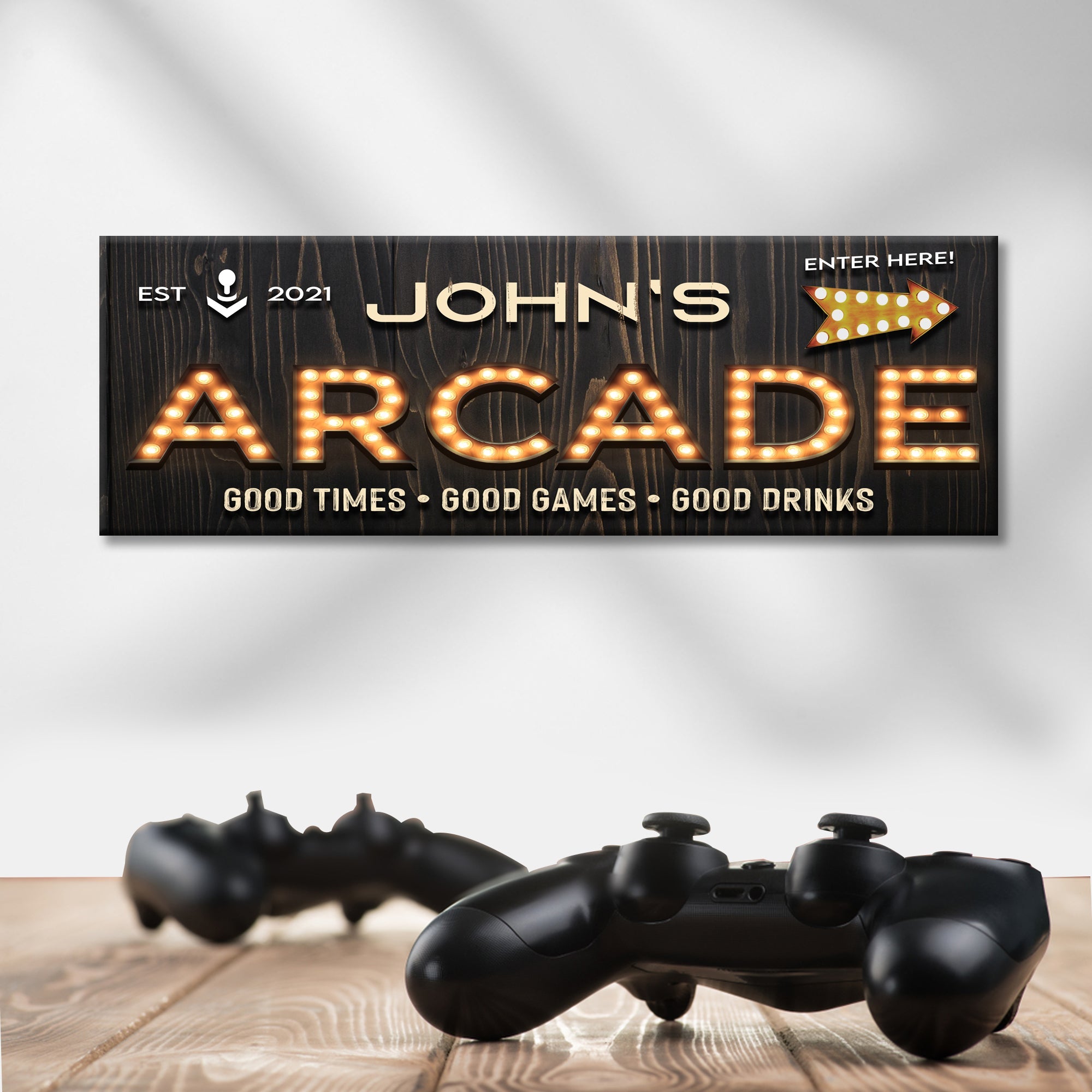 Arcade Enter Here Sign on sale at MyriadMart