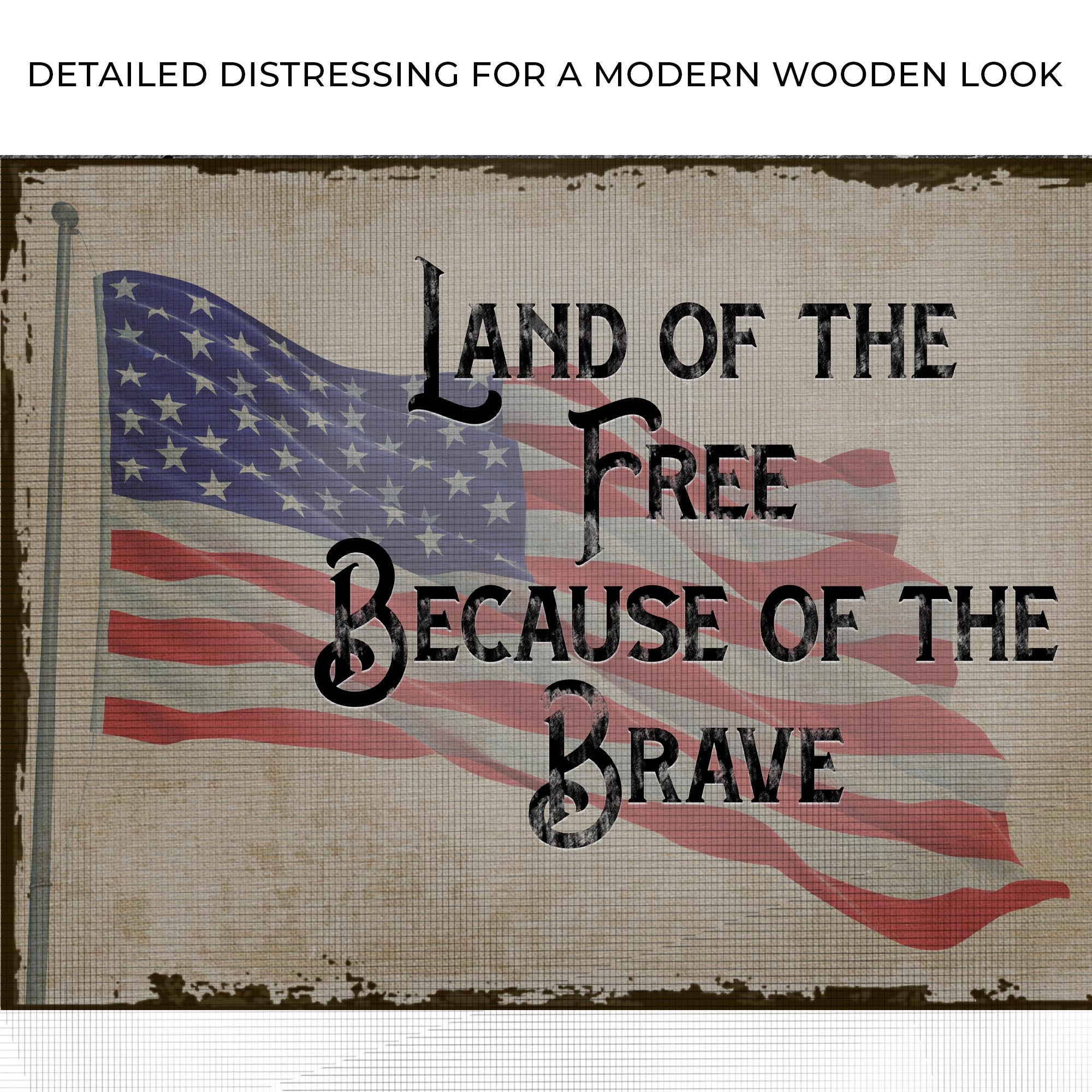 Land Of The Free Because Of The Brave Sign II on sale at MyriadMart