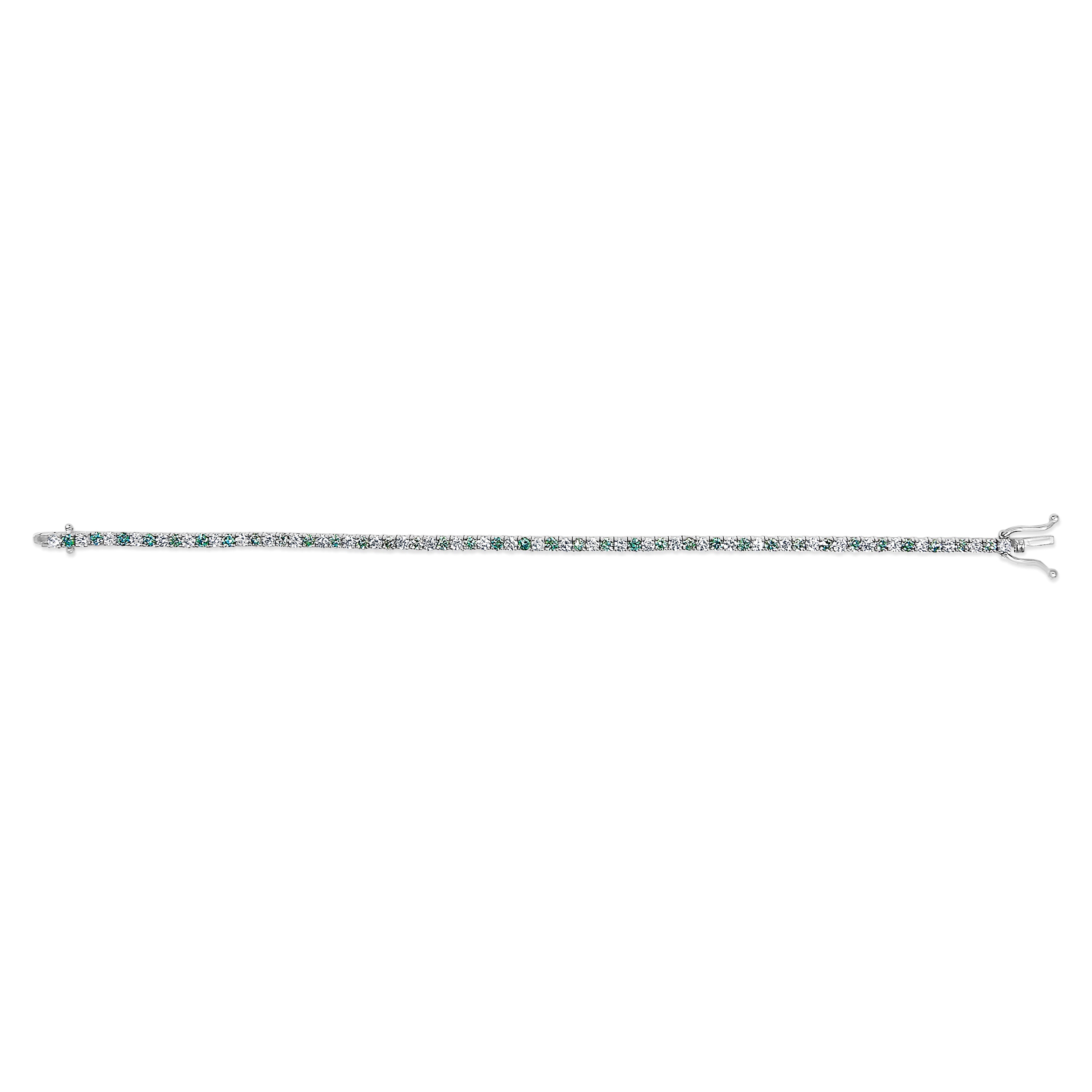 14K White Gold 4.0 Cttw Alternating White and Blue Lab Grown Diamond Tennis Bracelet - 7" inches on sale at MyriadMart