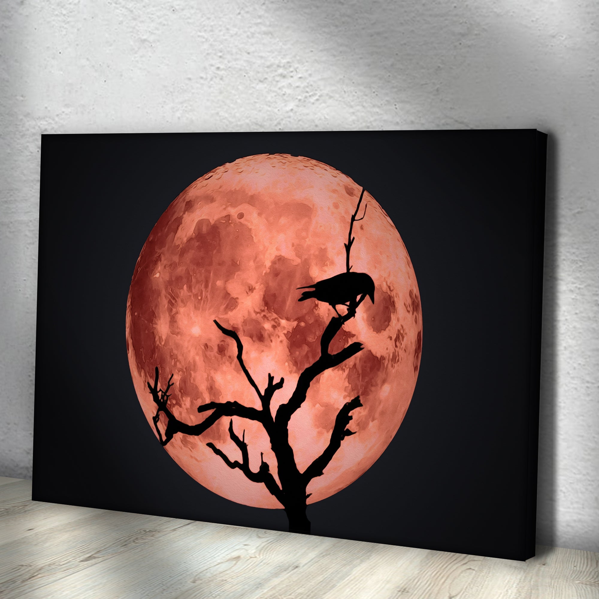 Crow And Blood Moon Canvas Wall Art on sale at MyriadMart