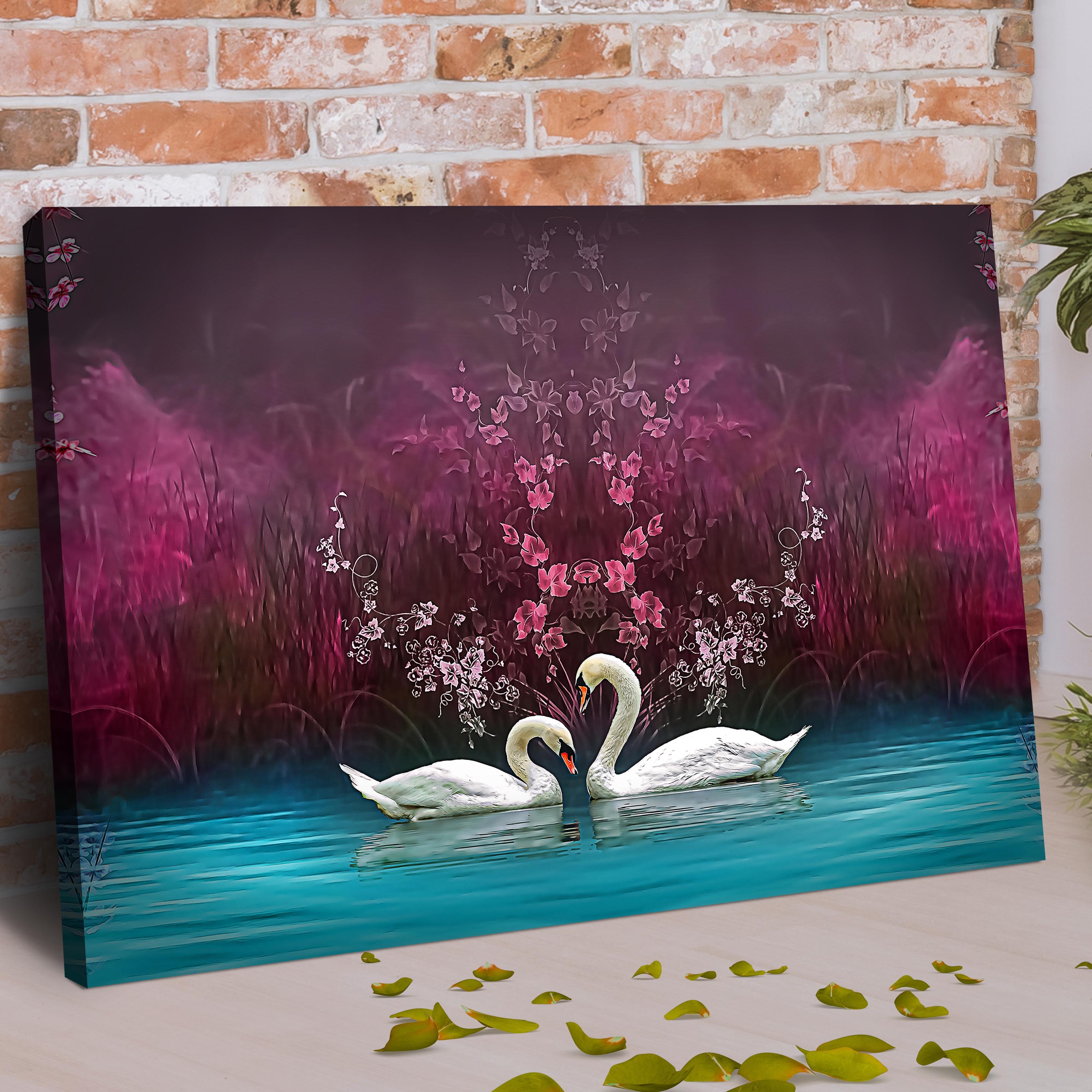 Beautiful Romantic Swans Canvas Wall Art on sale at MyriadMart