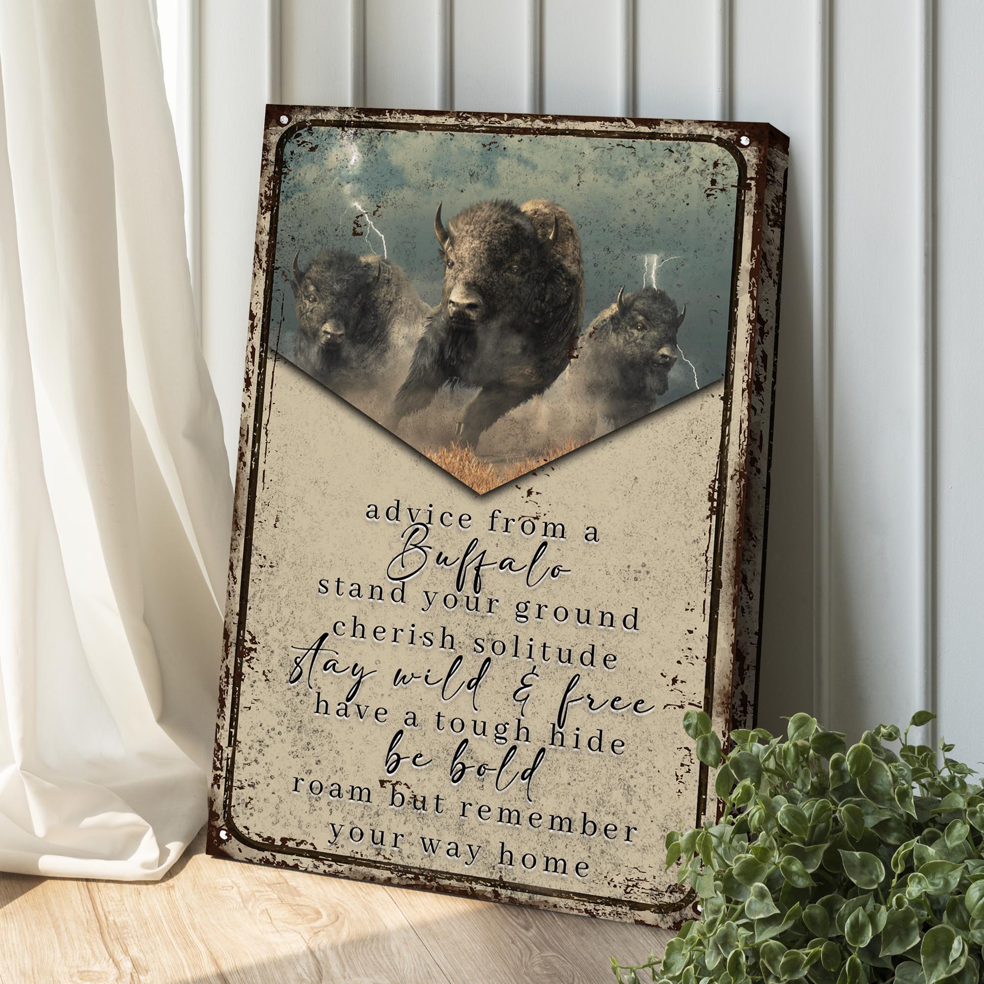 Advice From A Buffalo Sign on sale at MyriadMart