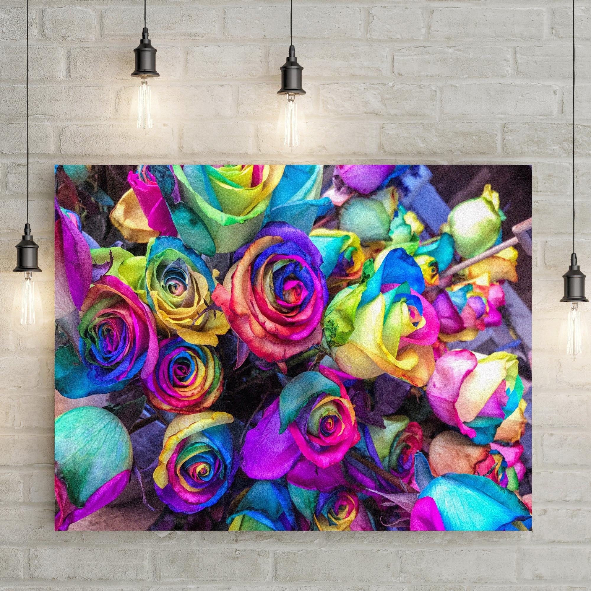 Rainbow Roses Canvas Wall Art on sale at MyriadMart