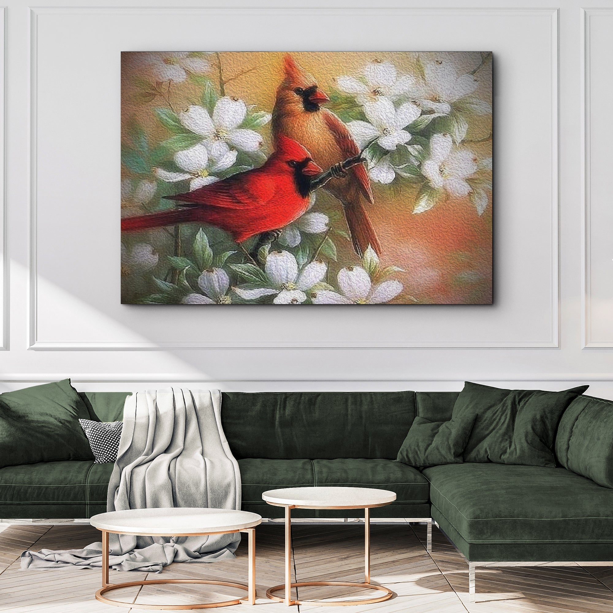 Cardinals on Dogwood Painting Canvas Wall Art on sale at MyriadMart