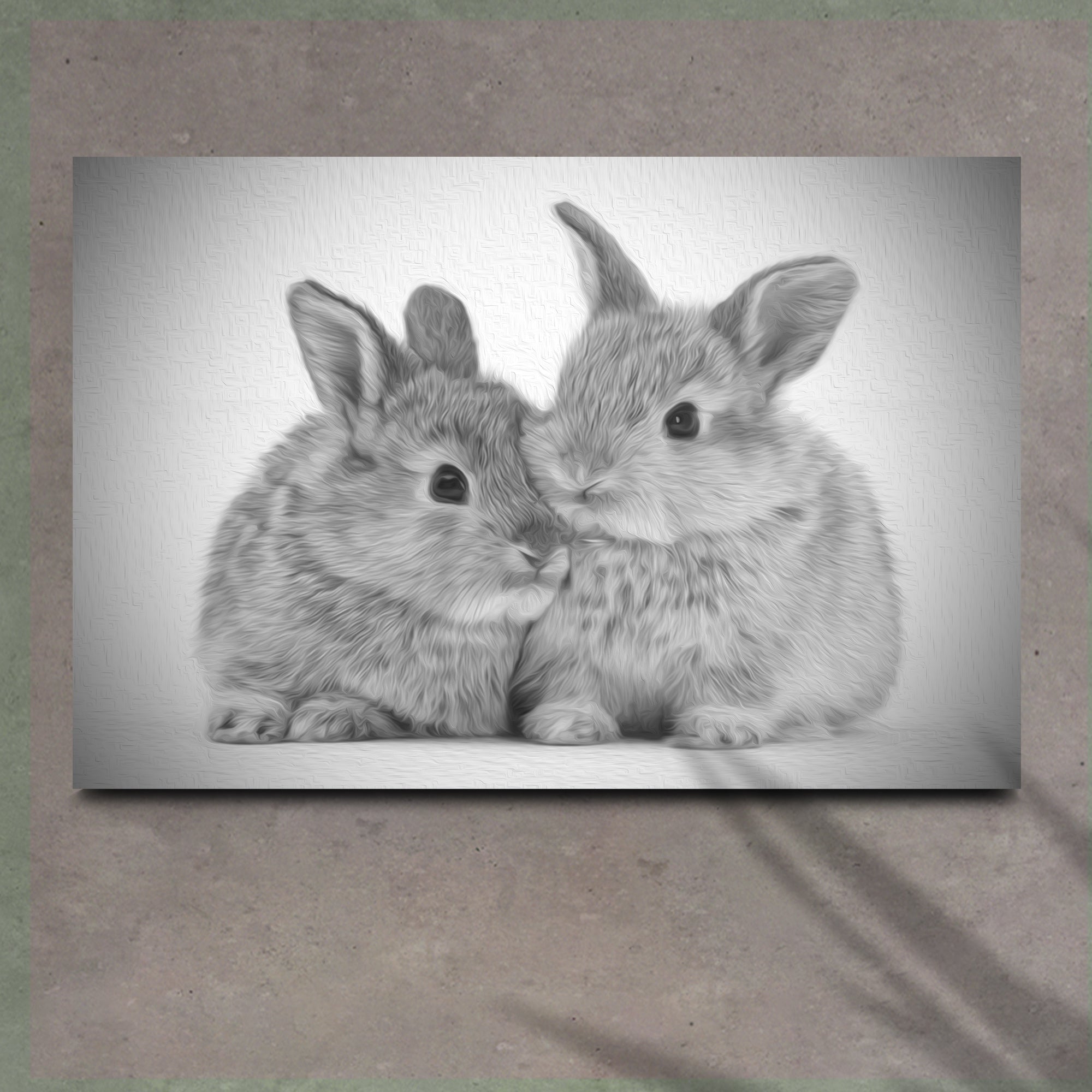 Gray Rabbits Sketch Canvas Wall Art on sale at MyriadMart