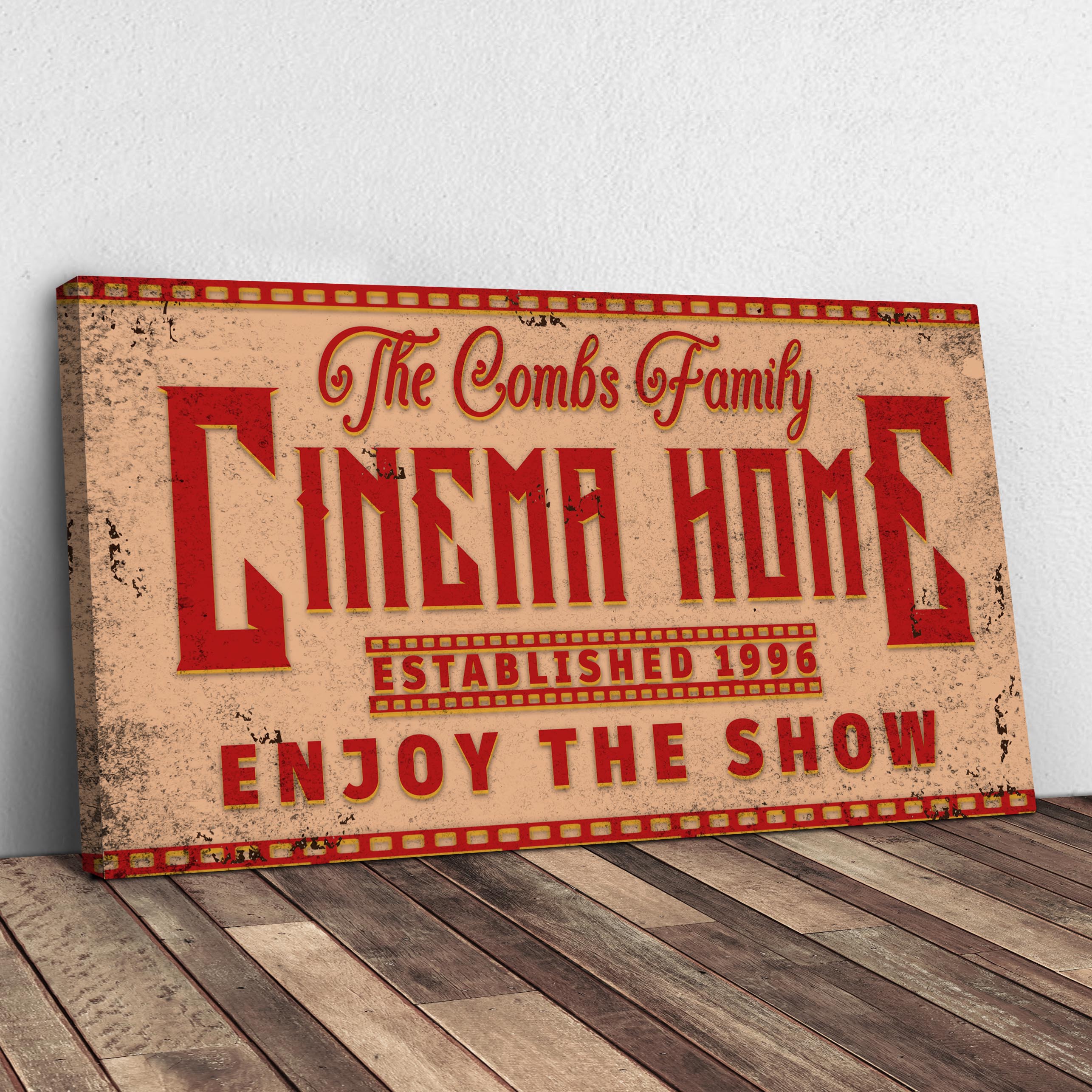 Enjoy The Show Family Cinema Home Sign on sale at MyriadMart