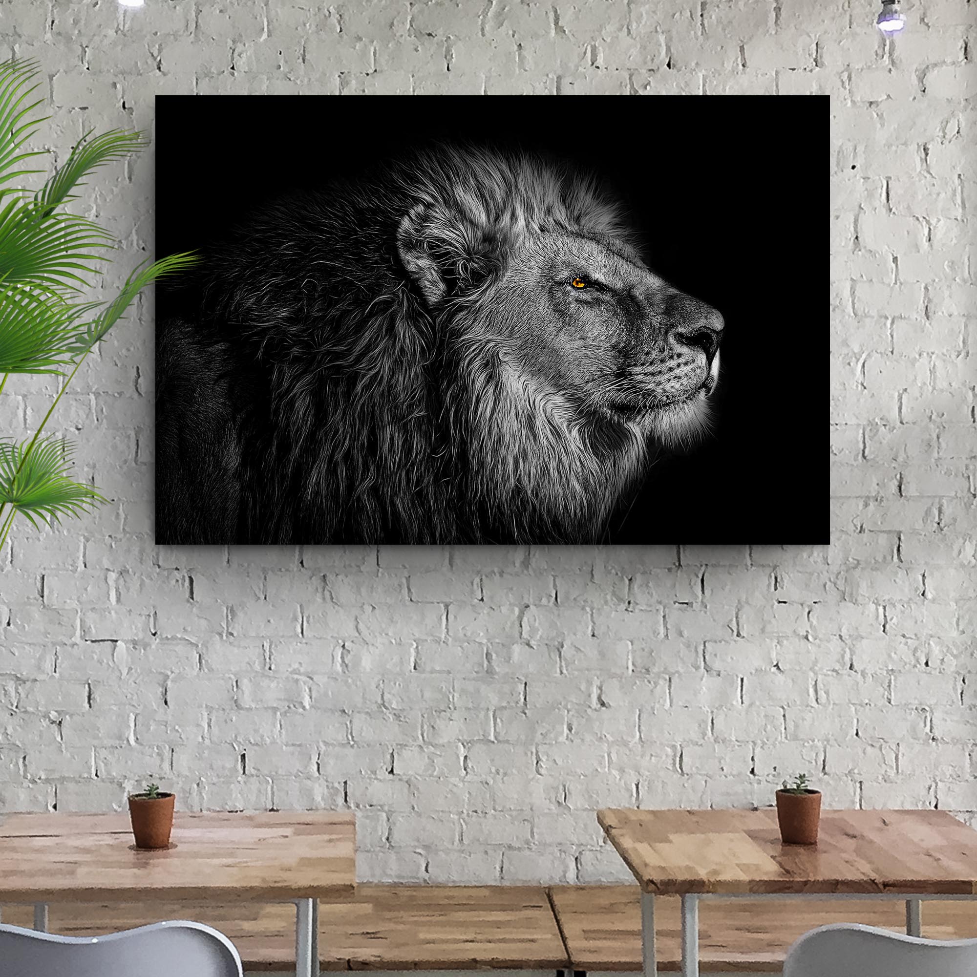 Black And White Lion Head Canvas Wall Art on sale at MyriadMart
