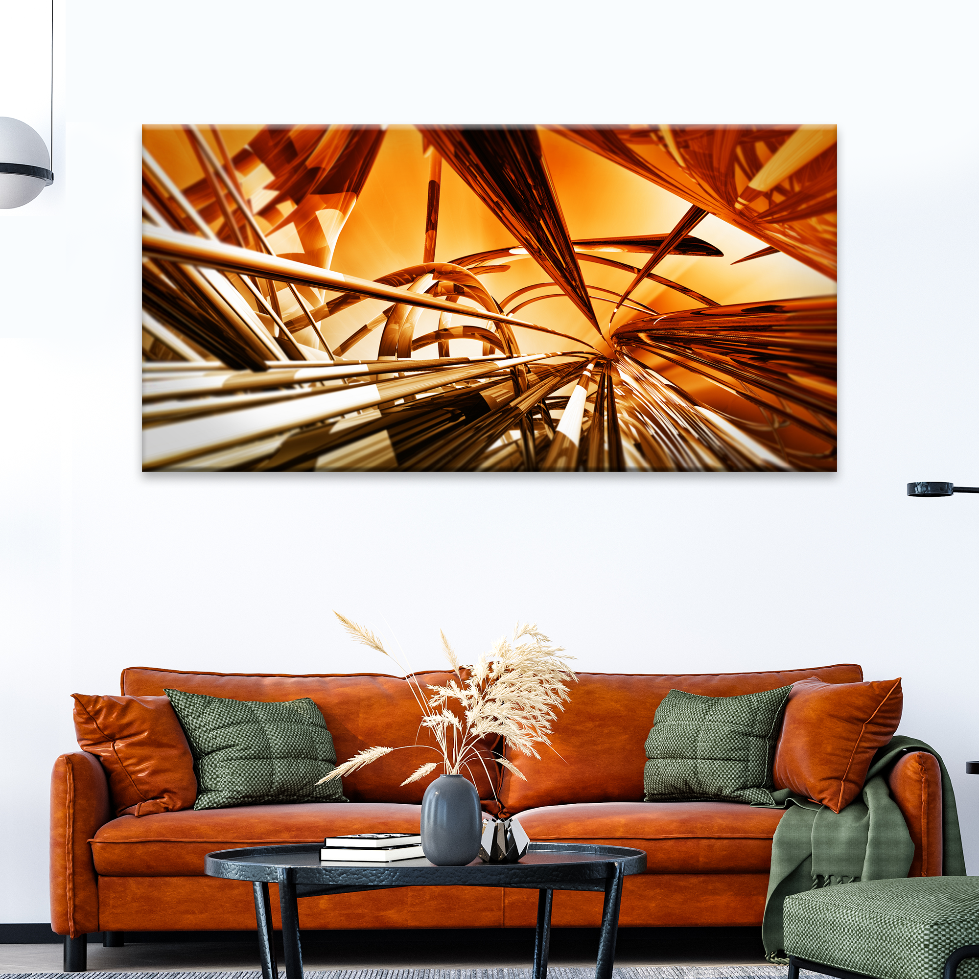 3D Gold Metallic Lines Canvas Wall Art on sale at MyriadMart
