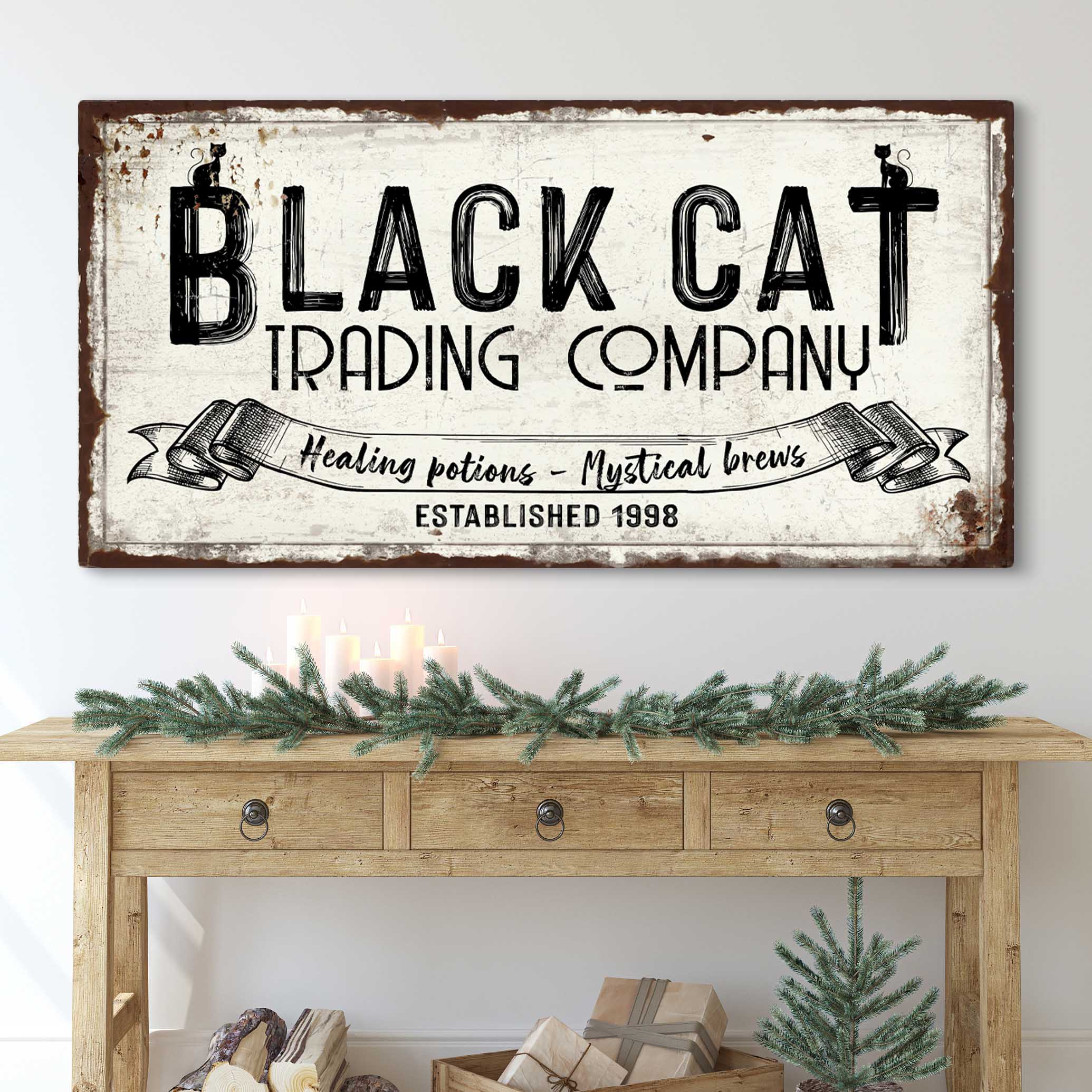 Black Cat Trading Company Sign on sale at MyriadMart