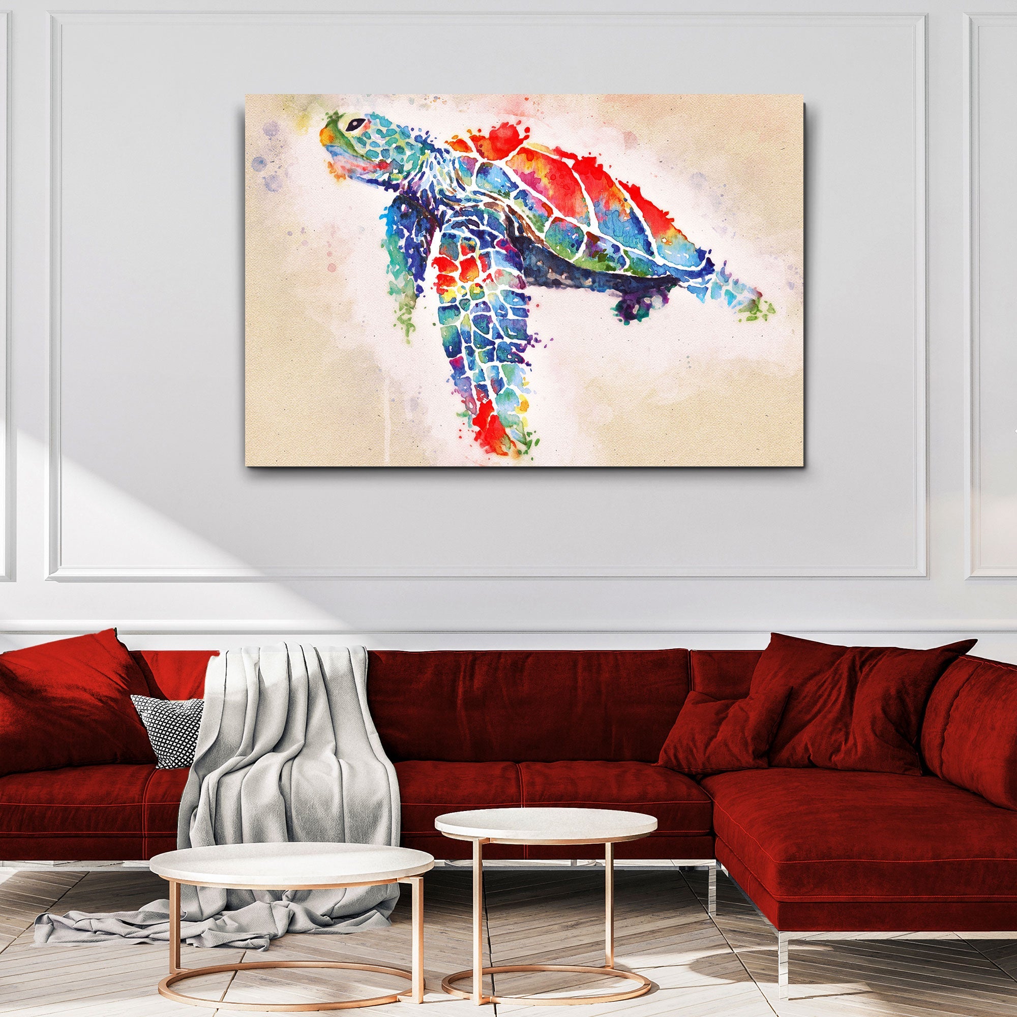 Coral Reef Sea Turtle Watercolor Canvas Wall Art on sale at MyriadMart