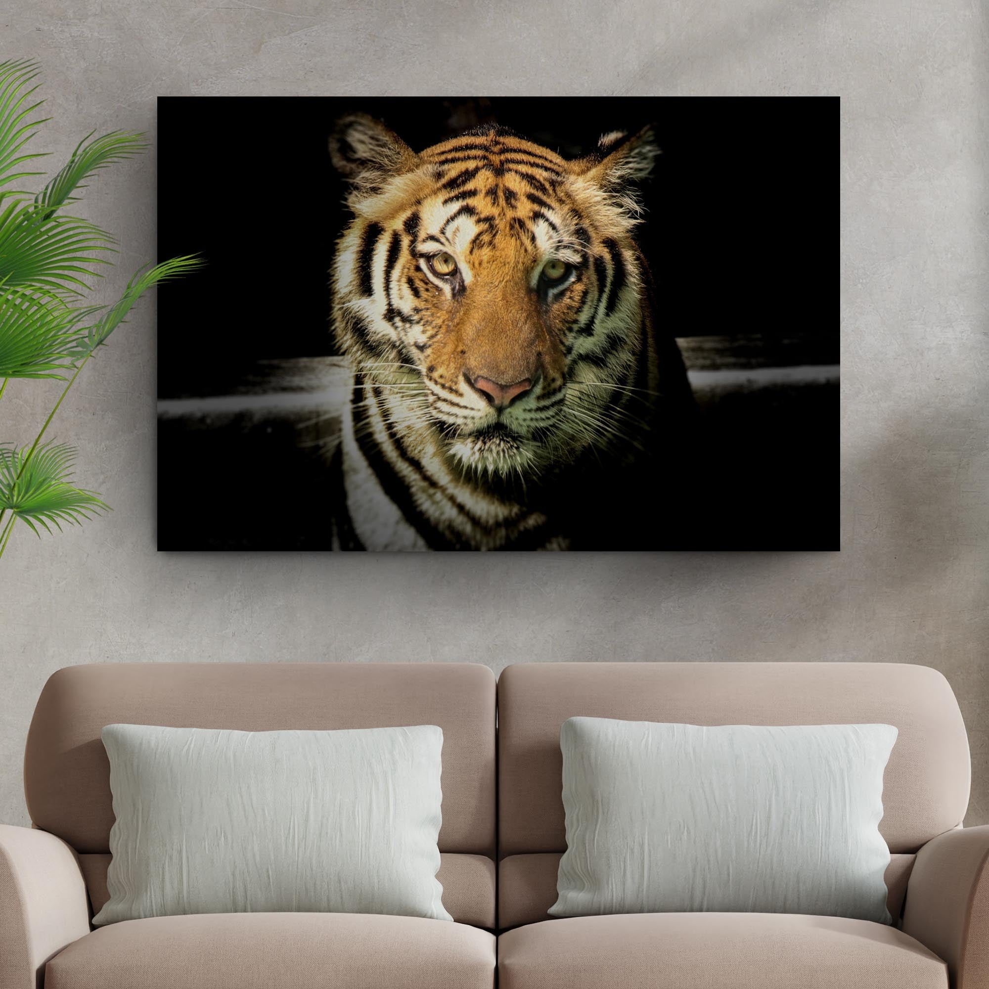 Lurking Tiger In The Dark Canvas Wall Art on sale at MyriadMart