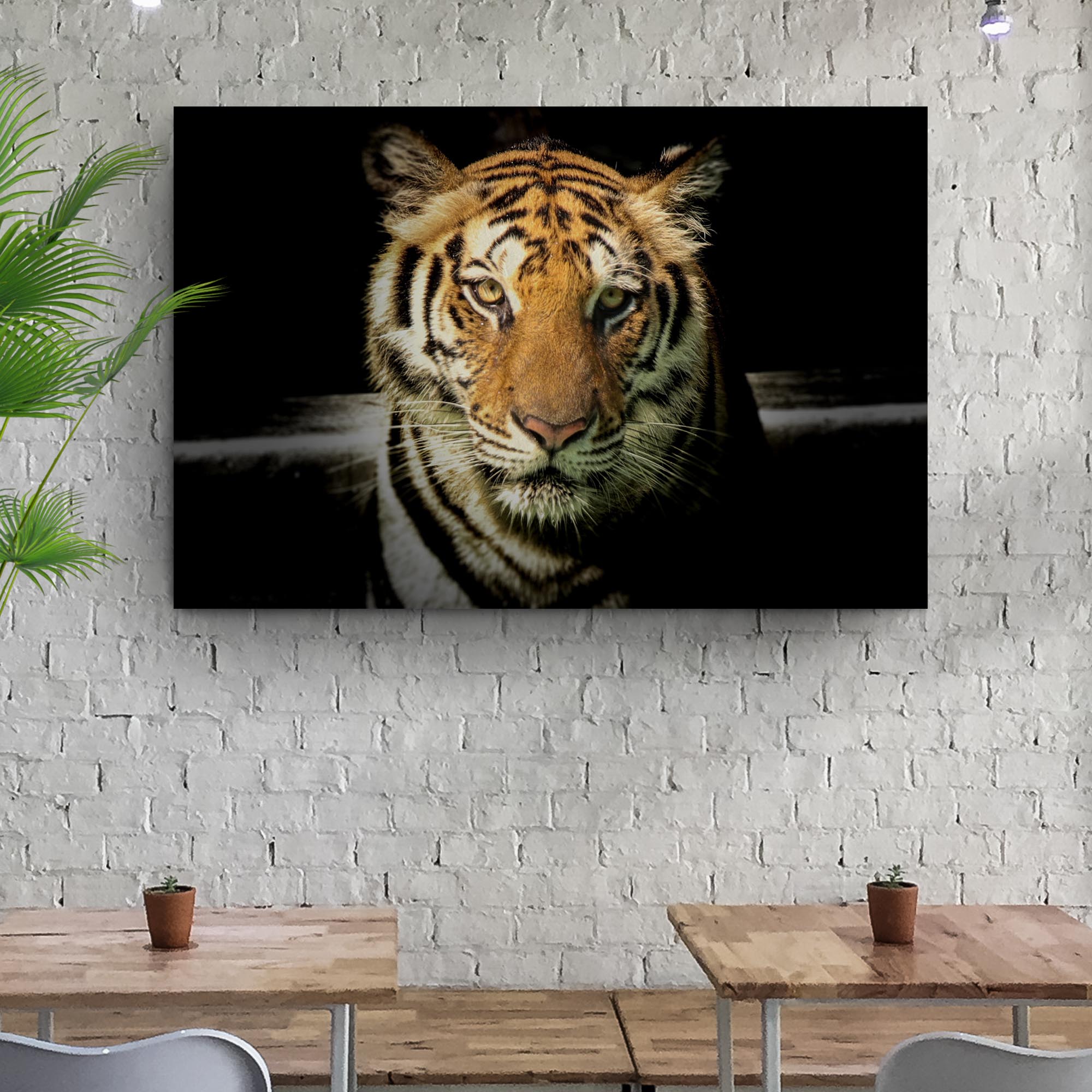 Lurking Tiger In The Dark Canvas Wall Art on sale at MyriadMart