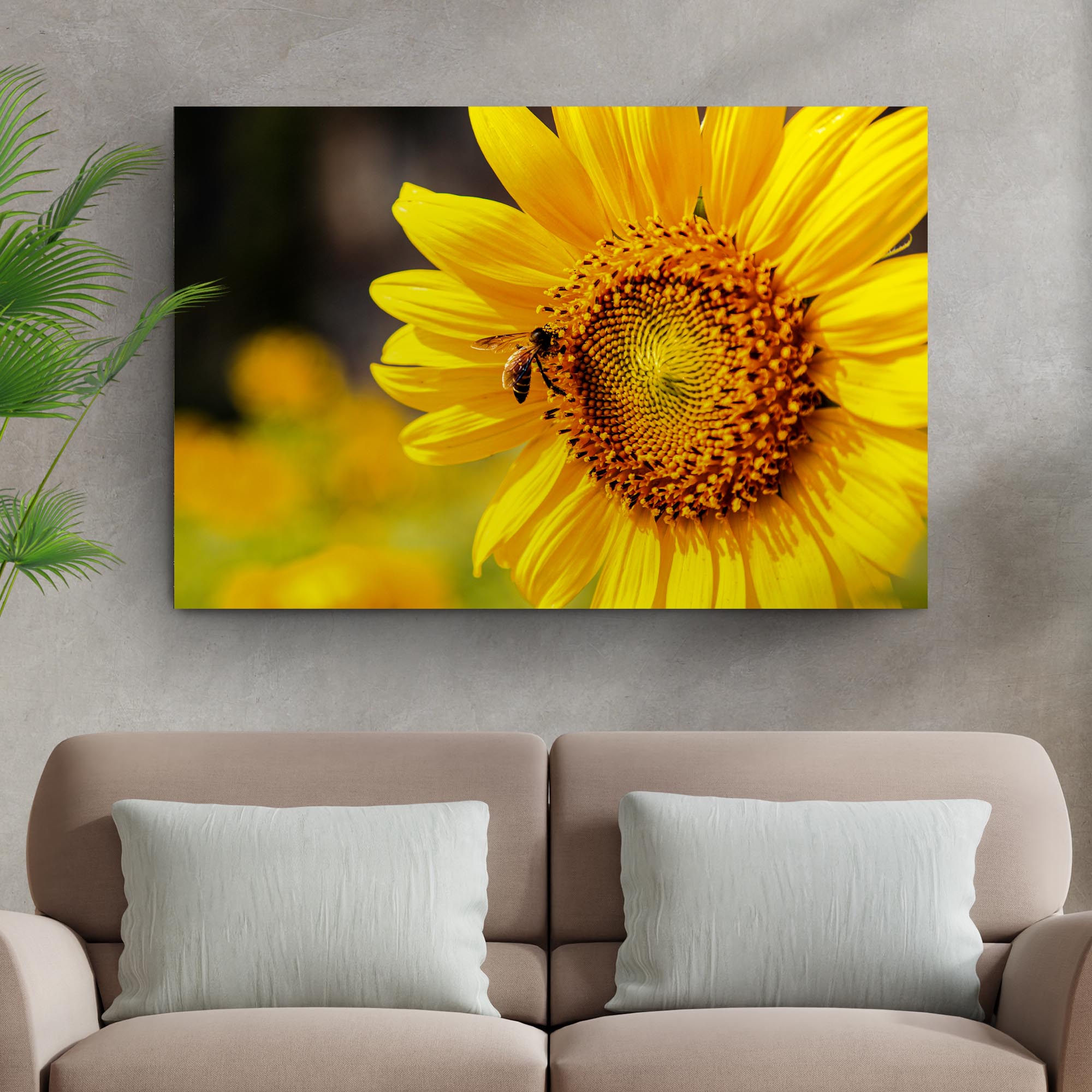 Bee On Sunflower Canvas Wall Art on sale at MyriadMart