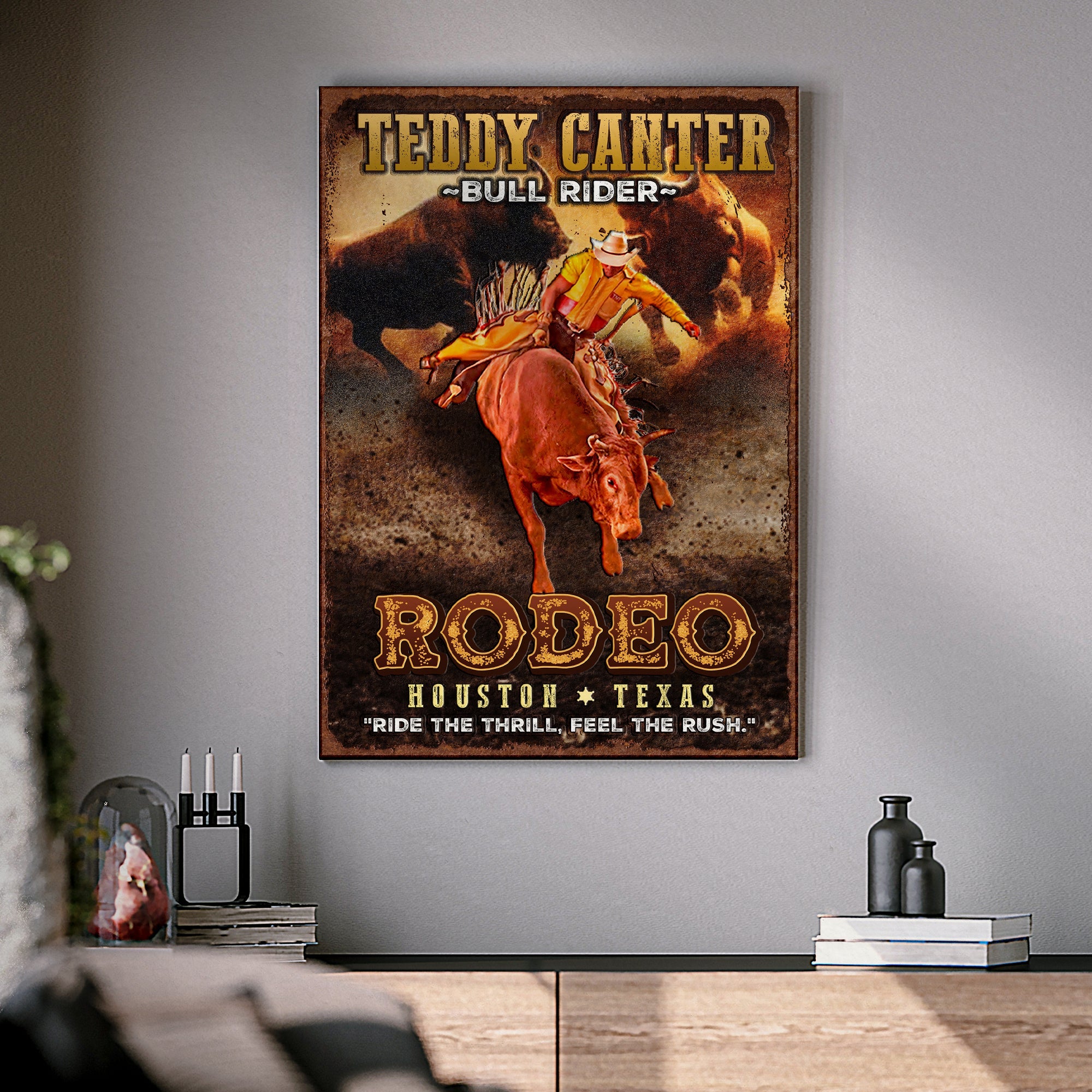 Cowboy Rodeo Bull Rider Sign on sale at MyriadMart