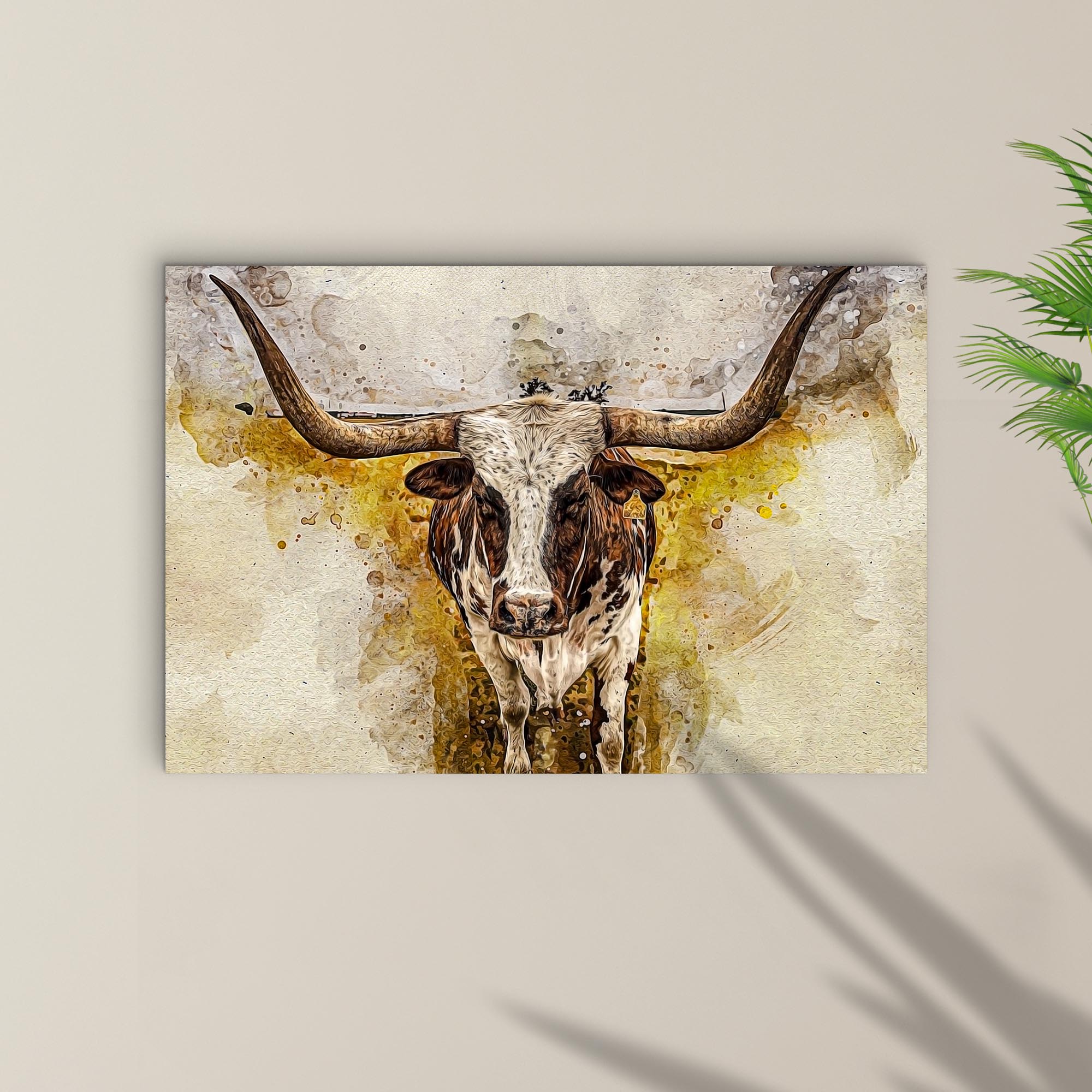 Texas Longhorn Watercolor Like Canvas Wall Art on sale at MyriadMart