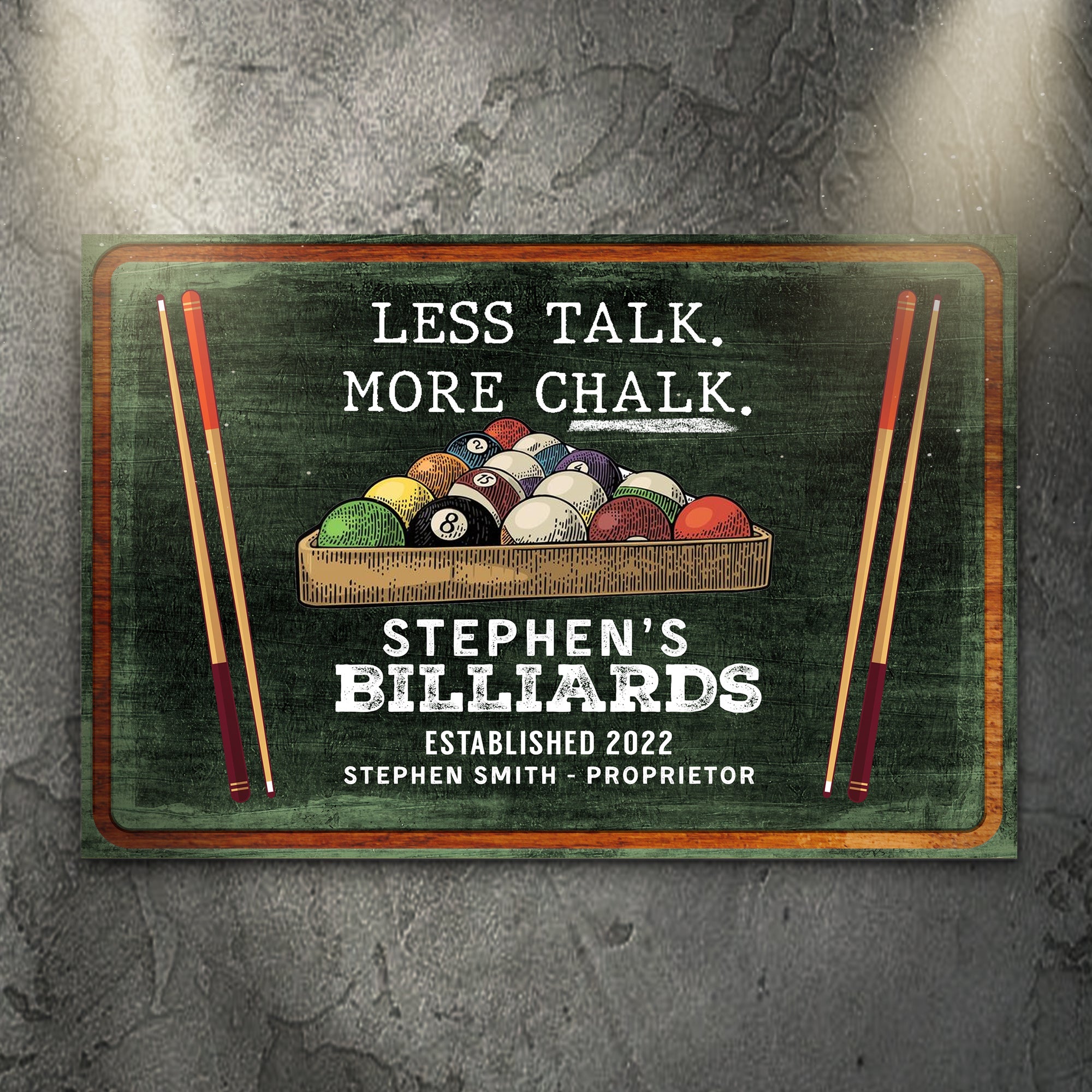 Less Talk More Chalk Billiards Sign II on sale at MyriadMart
