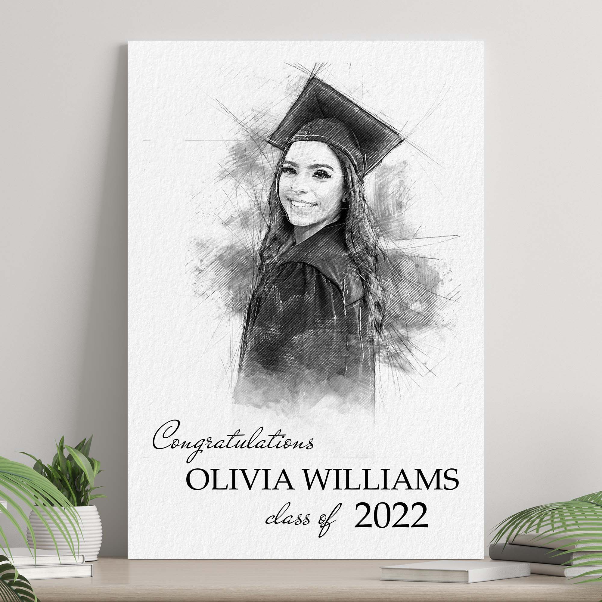 Graduation Photo Pencil Sketch Portrait Sign on sale at MyriadMart