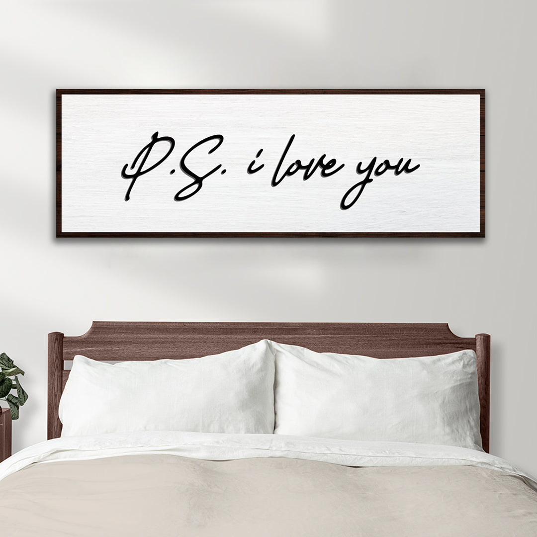 Valentine P.S. I Love You Typography Sign on sale at MyriadMart