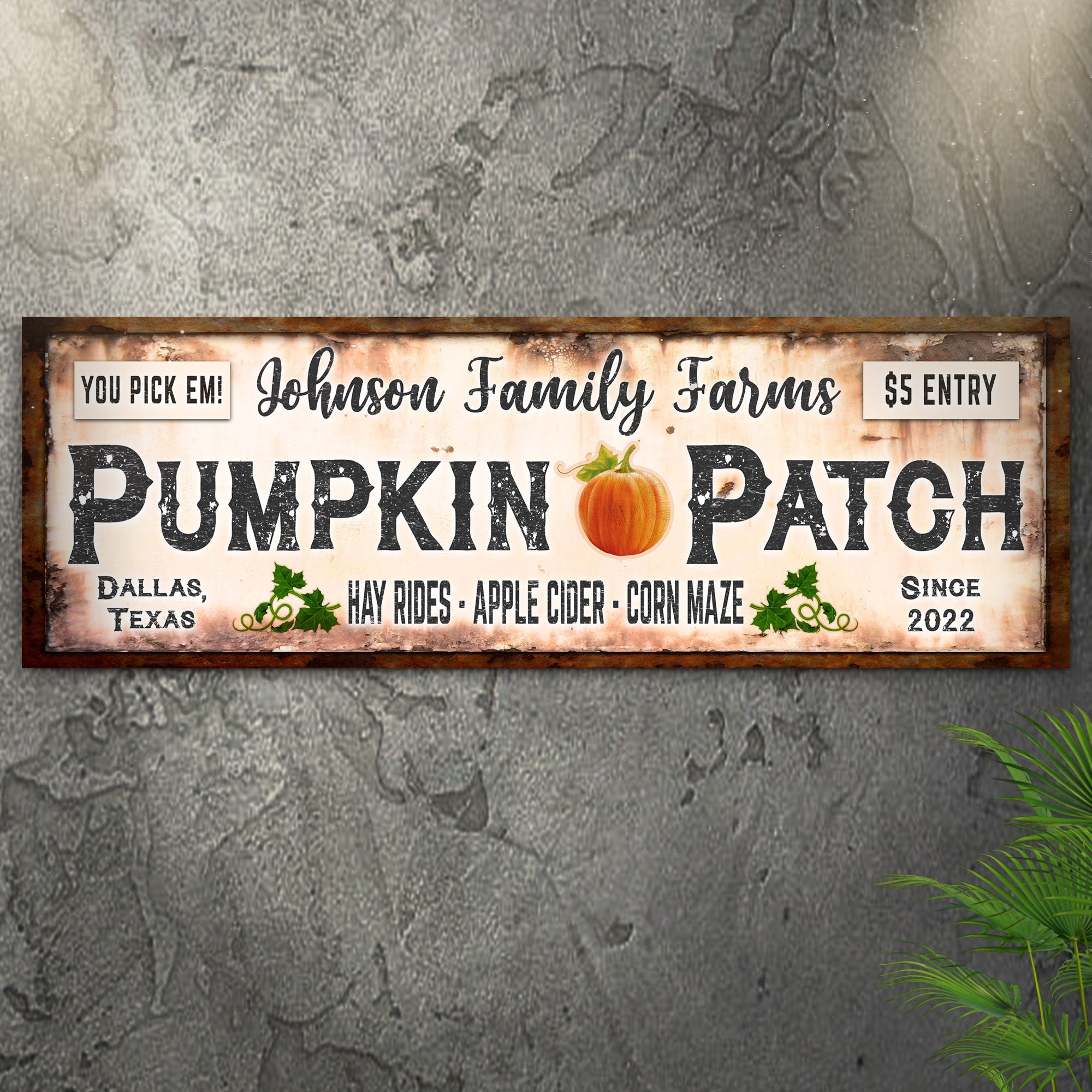 Family Farms Pumpkin Patch Sign on sale at MyriadMart
