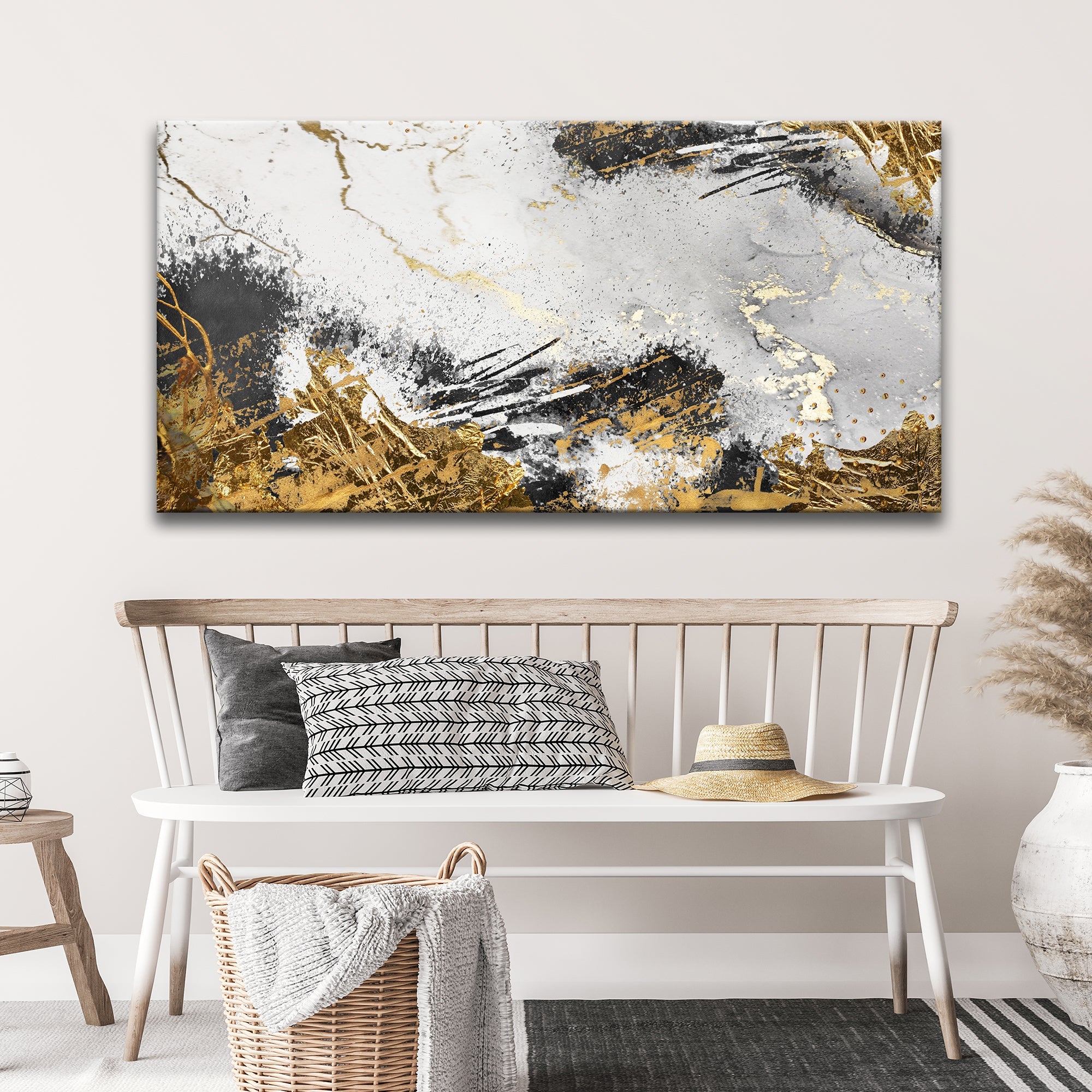 Sky Gold Abstract Painting Canvas Wall Art on sale at MyriadMart