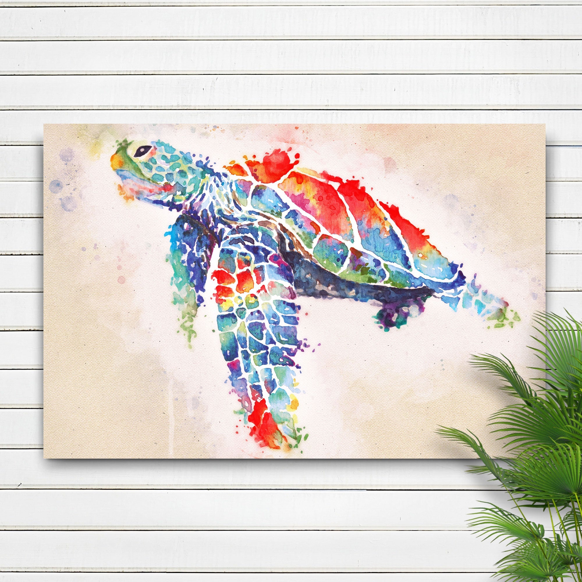 Coral Reef Sea Turtle Watercolor Canvas Wall Art on sale at MyriadMart