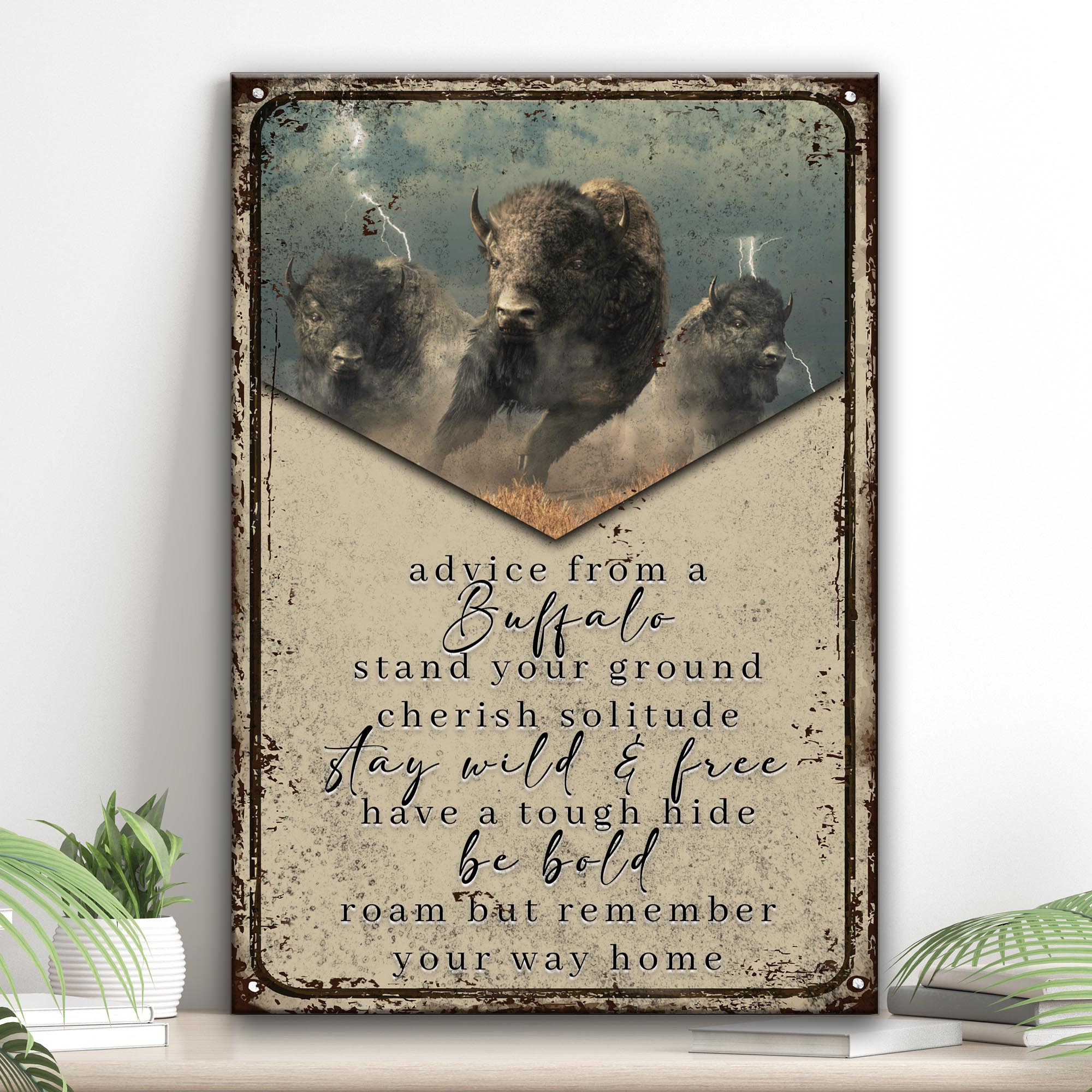 Advice From A Buffalo Sign on sale at MyriadMart