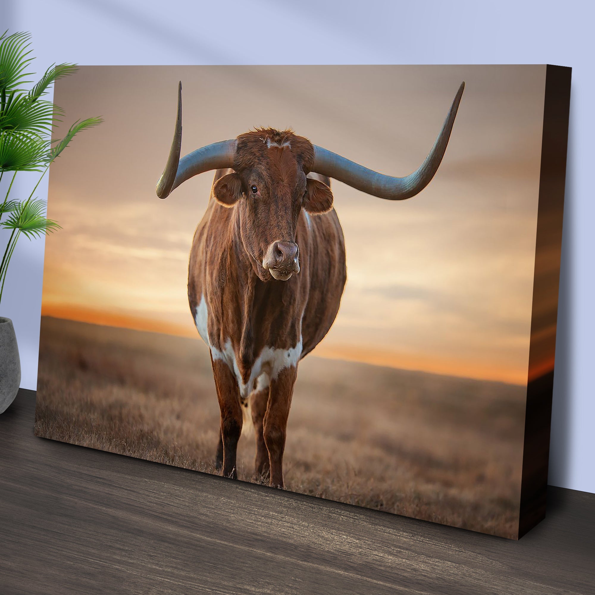 Mighty Longhorn Cattle Canvas Wall Art on sale at MyriadMart
