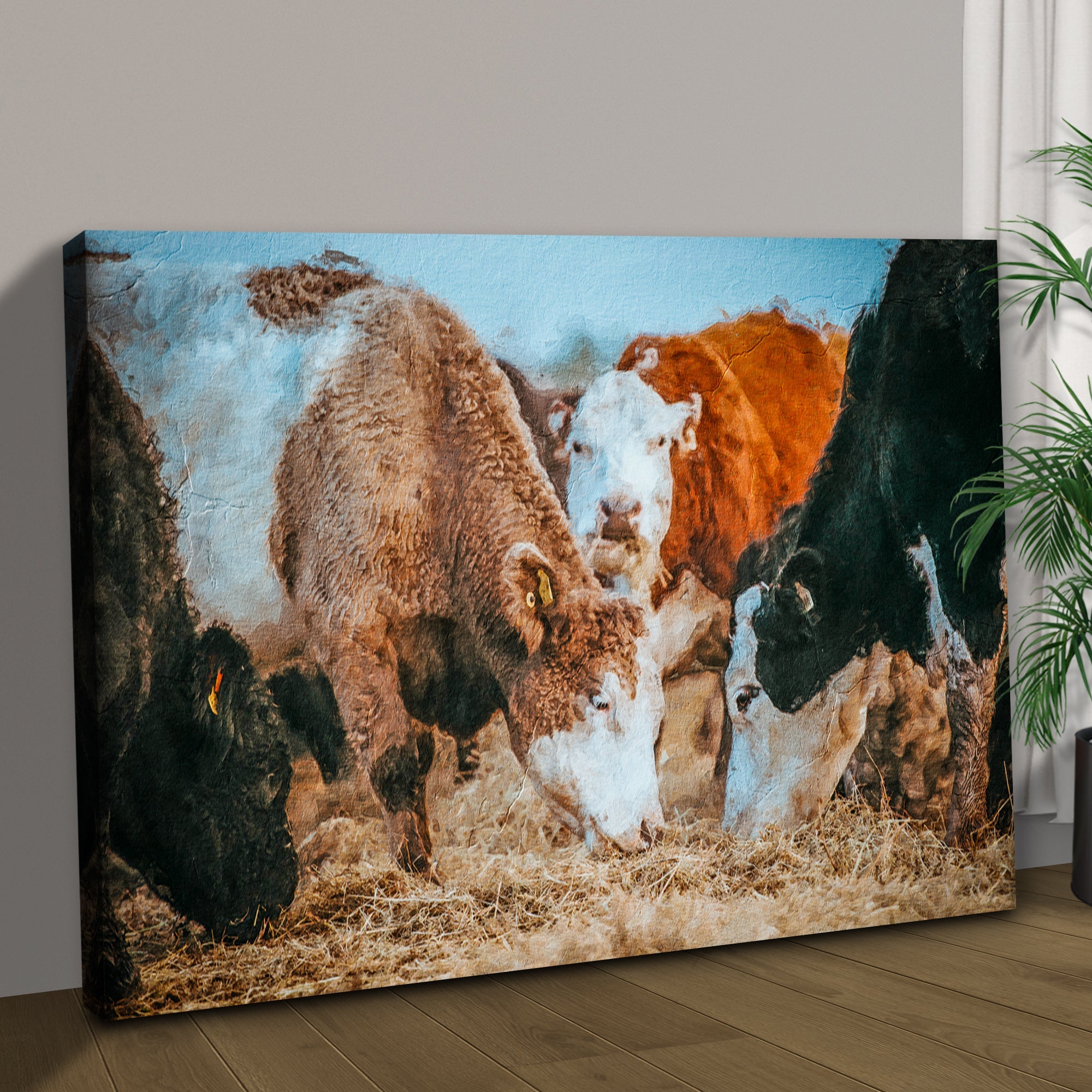 Family Of Hereford Cattle Canvas Wall Art on sale at MyriadMart