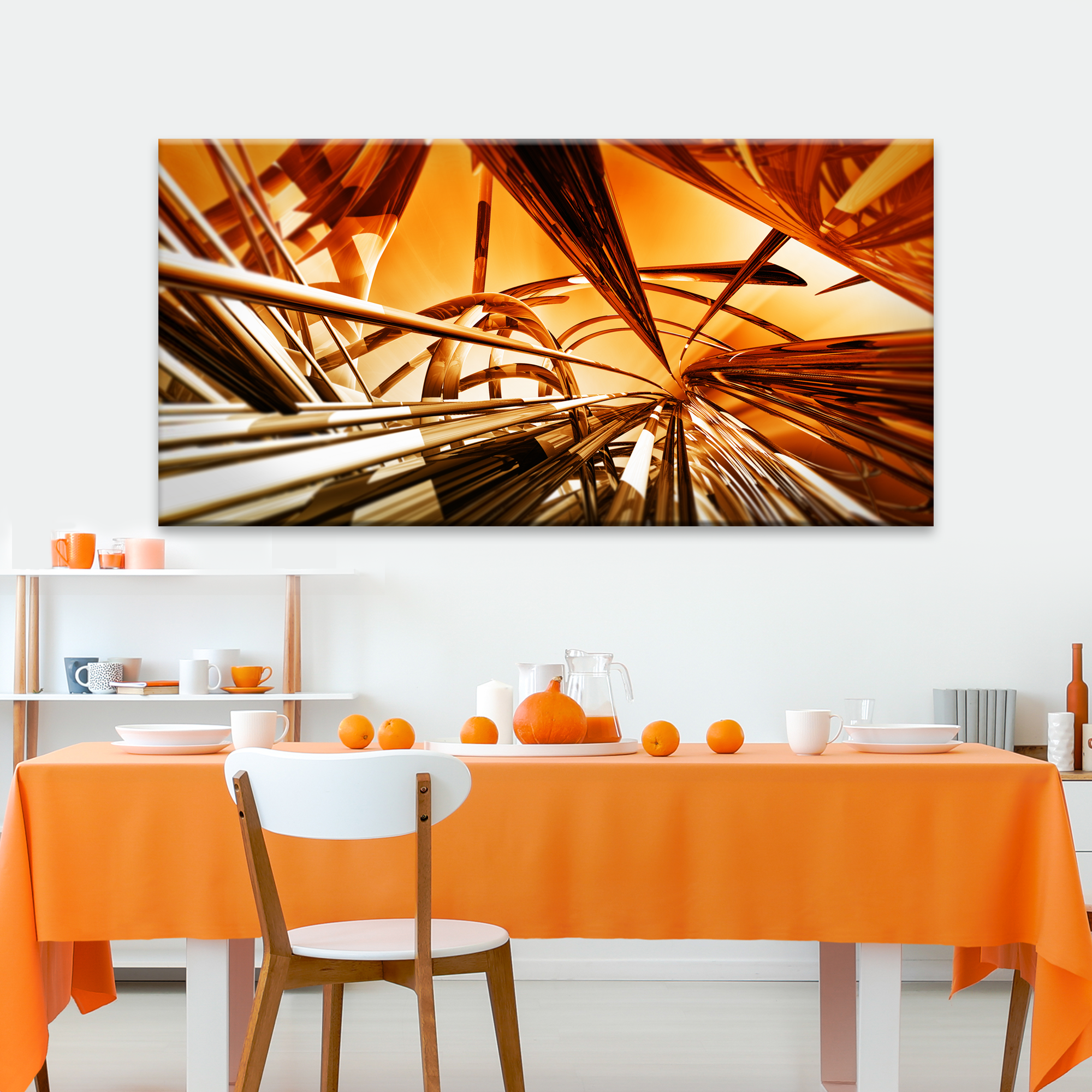 3D Gold Metallic Lines Canvas Wall Art on sale at MyriadMart