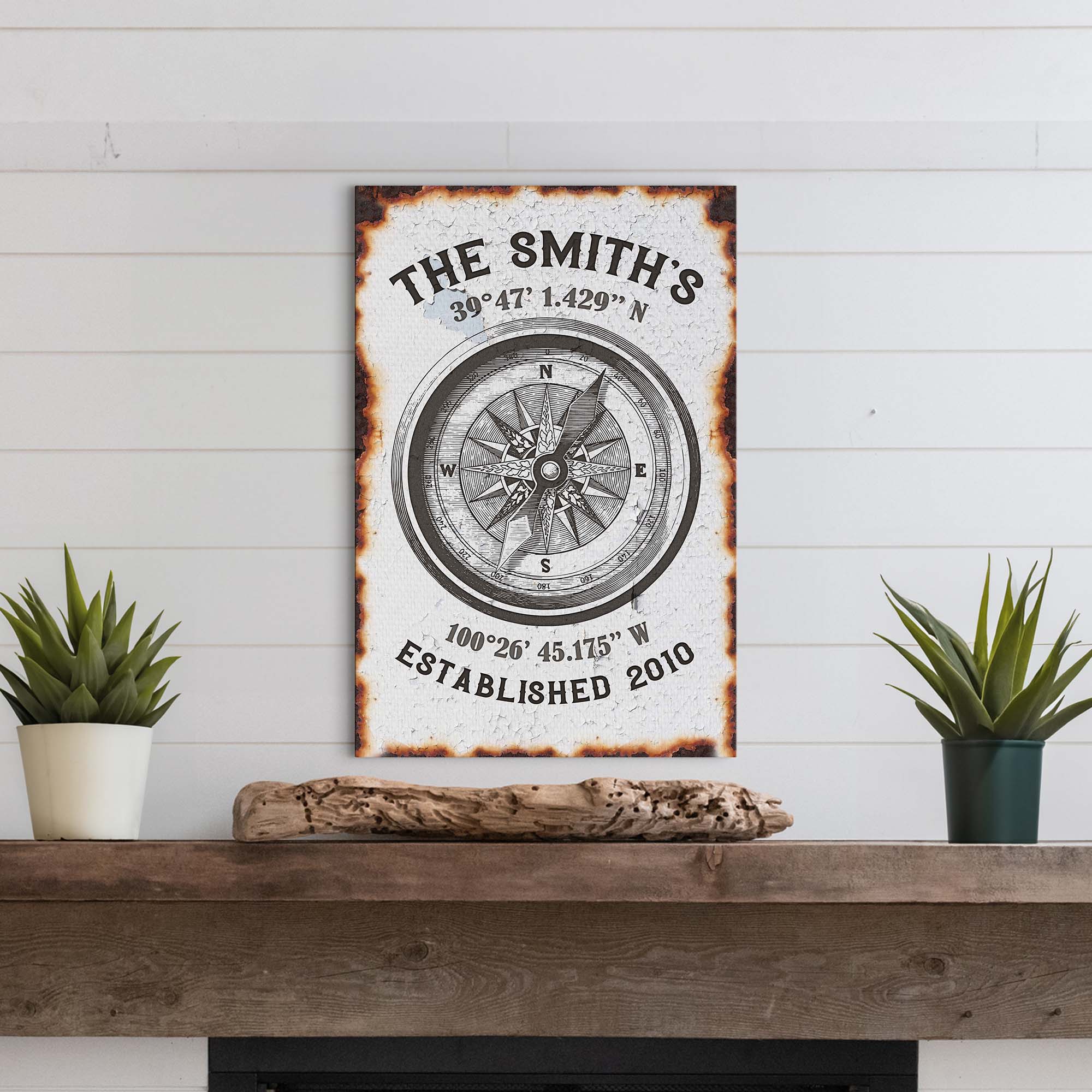 Family Home Compass Coordinates Sign on sale at MyriadMart